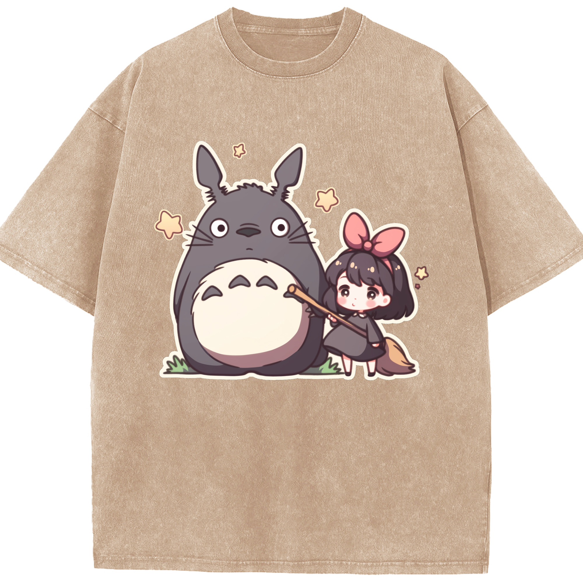 （画像用） となりのトトロ 草壁メイ 草壁サツキ My Neighbor Totoro Satsuki Kusakabe Mei Kusakabe 綿100% ヴィンテージ風 半袖Tシャツ（フロントプリント）
