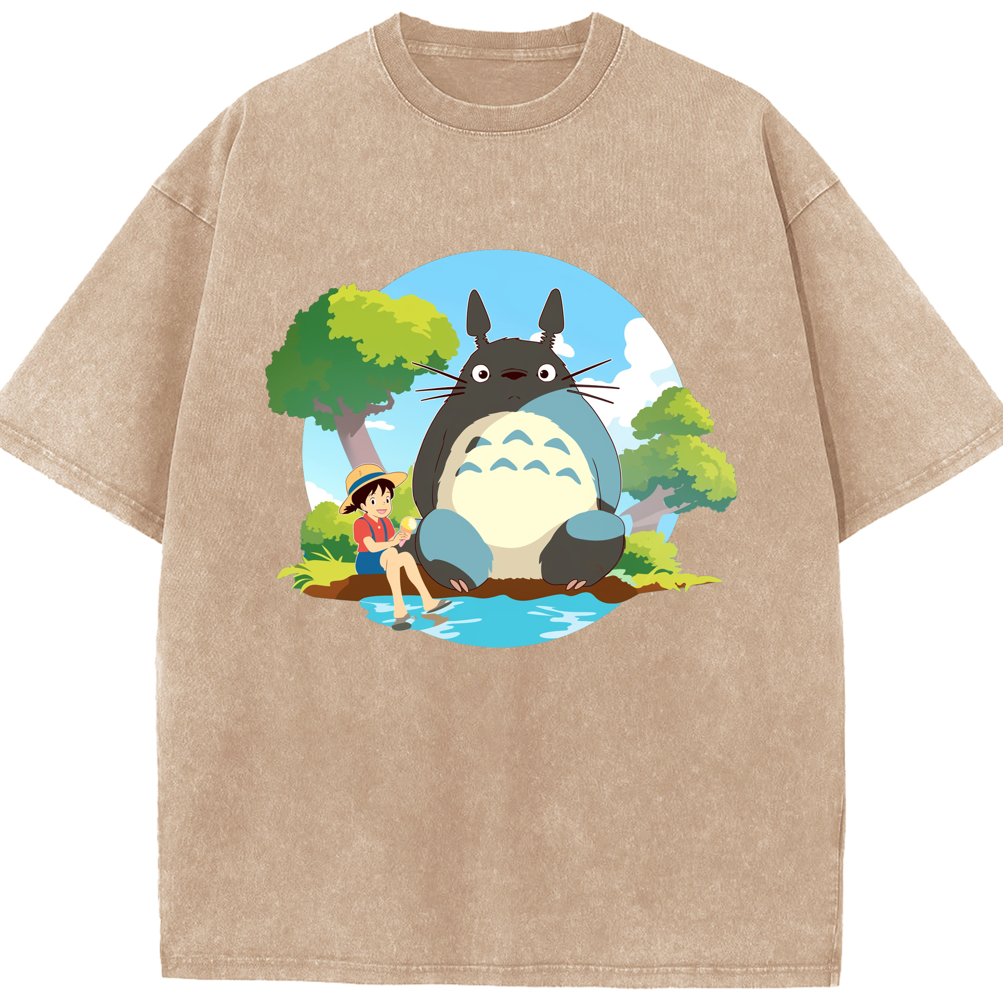 （画像用） となりのトトロ 草壁メイ 草壁サツキ My Neighbor Totoro Satsuki Kusakabe Mei Kusakabe 綿100% ヴィンテージ風 半袖Tシャツ（フロントプリント）