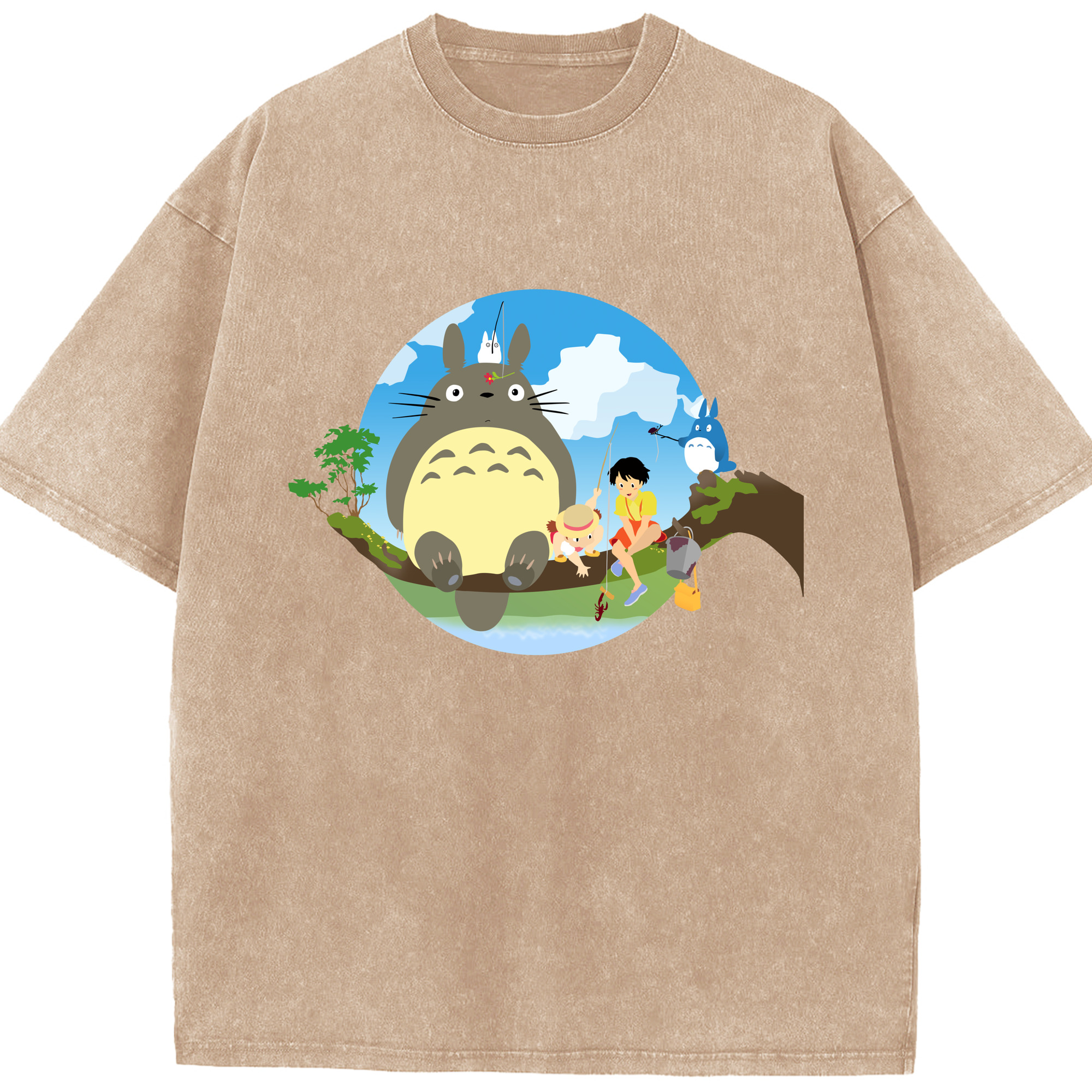 （画像用） となりのトトロ 草壁メイ 草壁サツキ My Neighbor Totoro Satsuki Kusakabe Mei Kusakabe 綿100% ヴィンテージ風 半袖Tシャツ（フロントプリント）