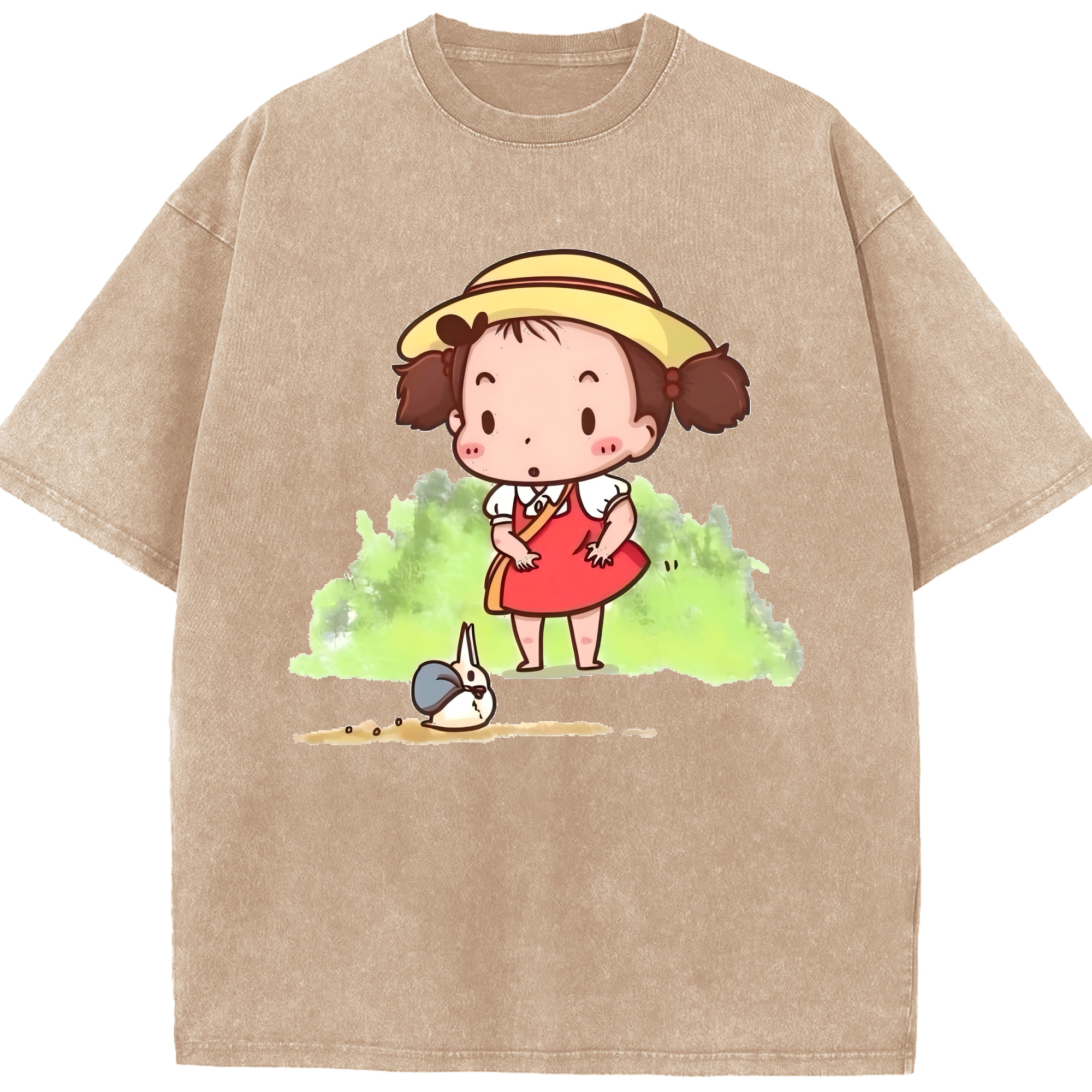 （画像用） となりのトトロ 草壁メイ 草壁サツキ My Neighbor Totoro Satsuki Kusakabe Mei Kusakabe 綿100% ヴィンテージ風 半袖Tシャツ（フロントプリント）