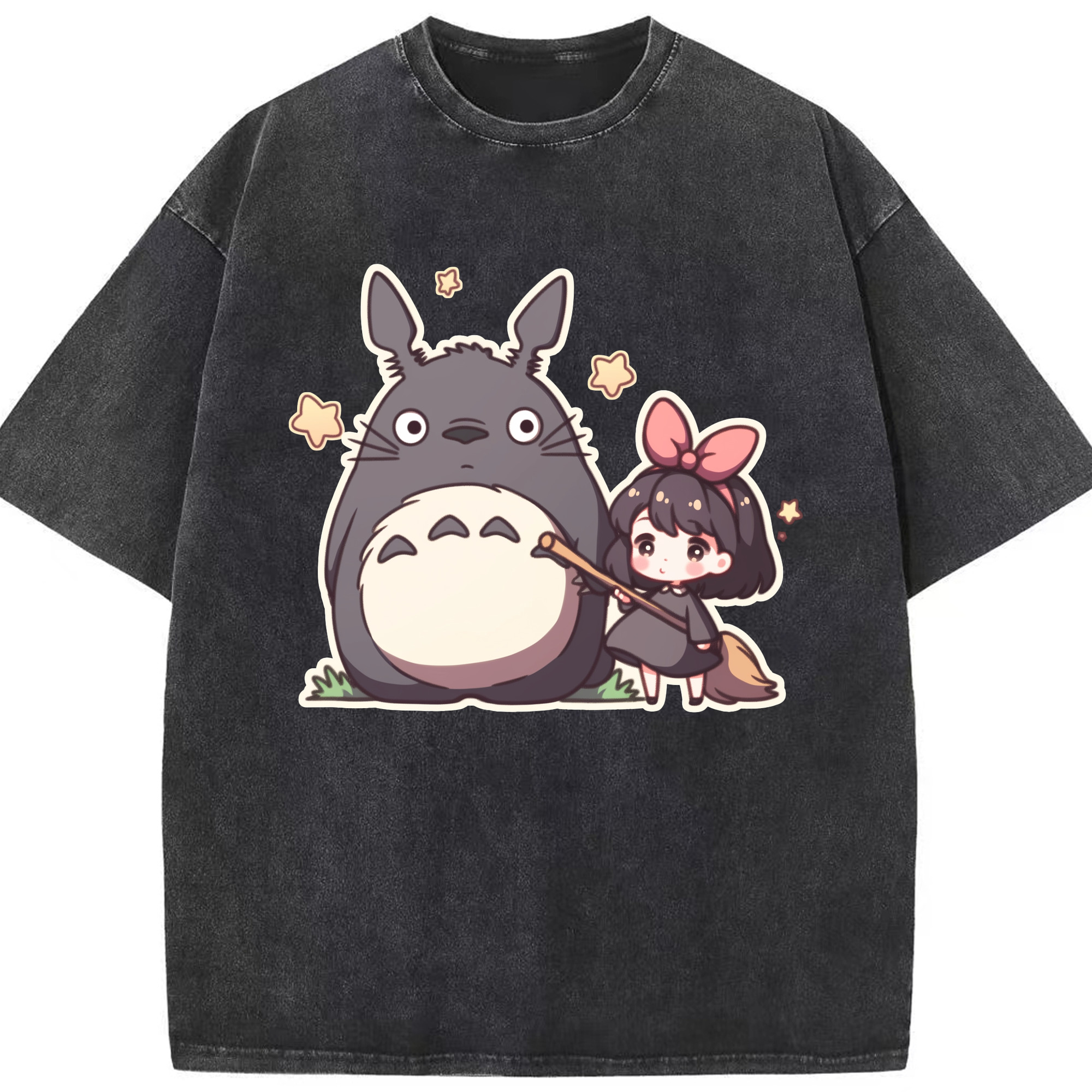 （画像用） となりのトトロ 草壁メイ 草壁サツキ My Neighbor Totoro Satsuki Kusakabe Mei Kusakabe 綿100% ヴィンテージ風 半袖Tシャツ（フロントプリント）