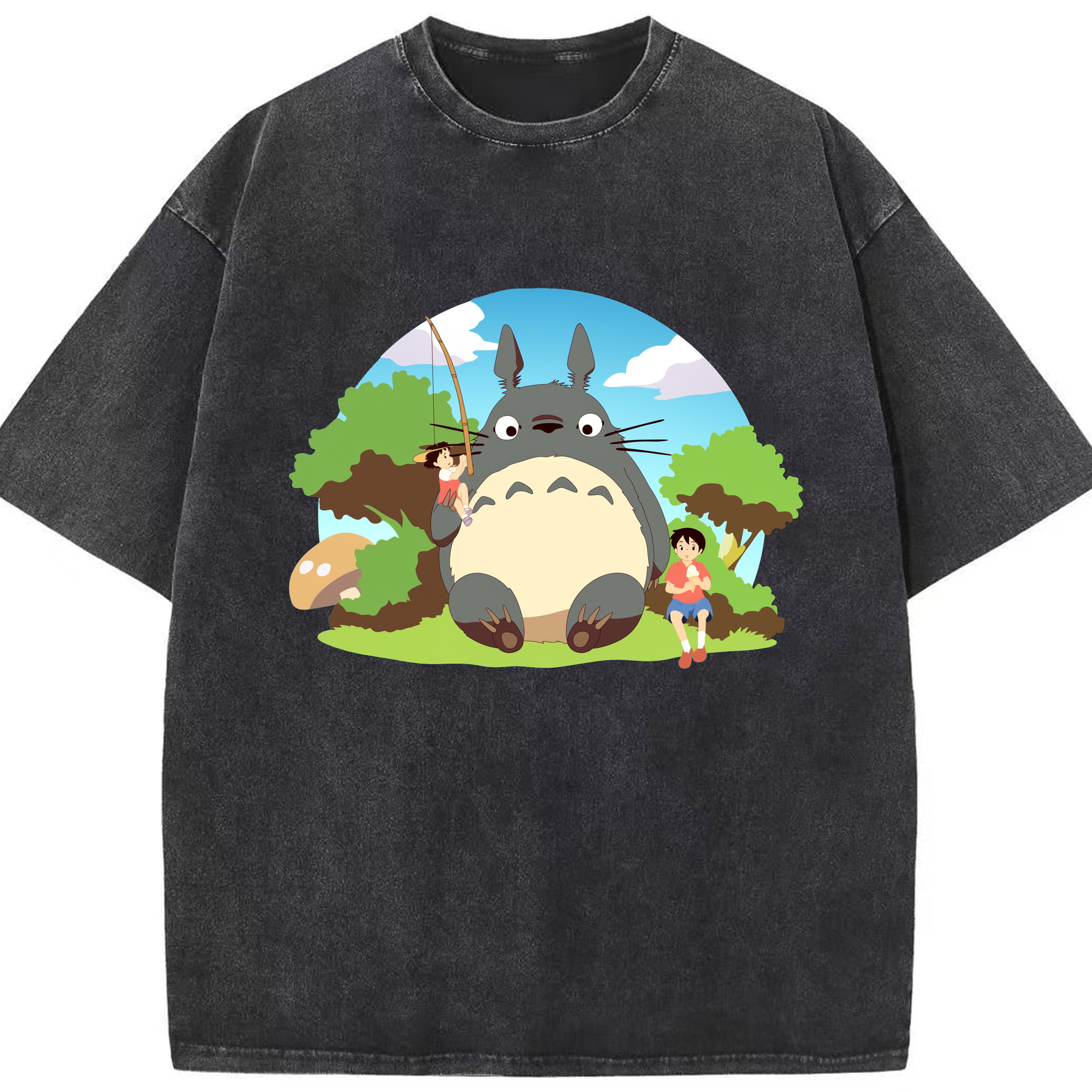 （画像用） となりのトトロ 草壁メイ 草壁サツキ My Neighbor Totoro Satsuki Kusakabe Mei Kusakabe 綿100% ヴィンテージ風 半袖Tシャツ（フロントプリント）