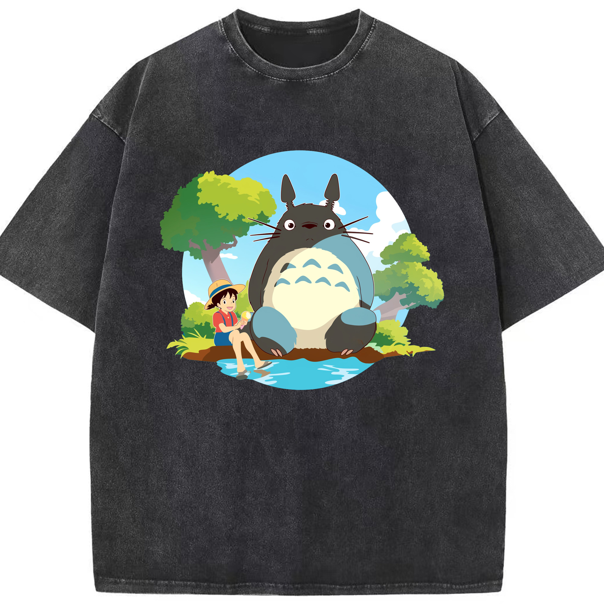 （画像用） となりのトトロ 草壁メイ 草壁サツキ My Neighbor Totoro Satsuki Kusakabe Mei Kusakabe 綿100% ヴィンテージ風 半袖Tシャツ（フロントプリント）