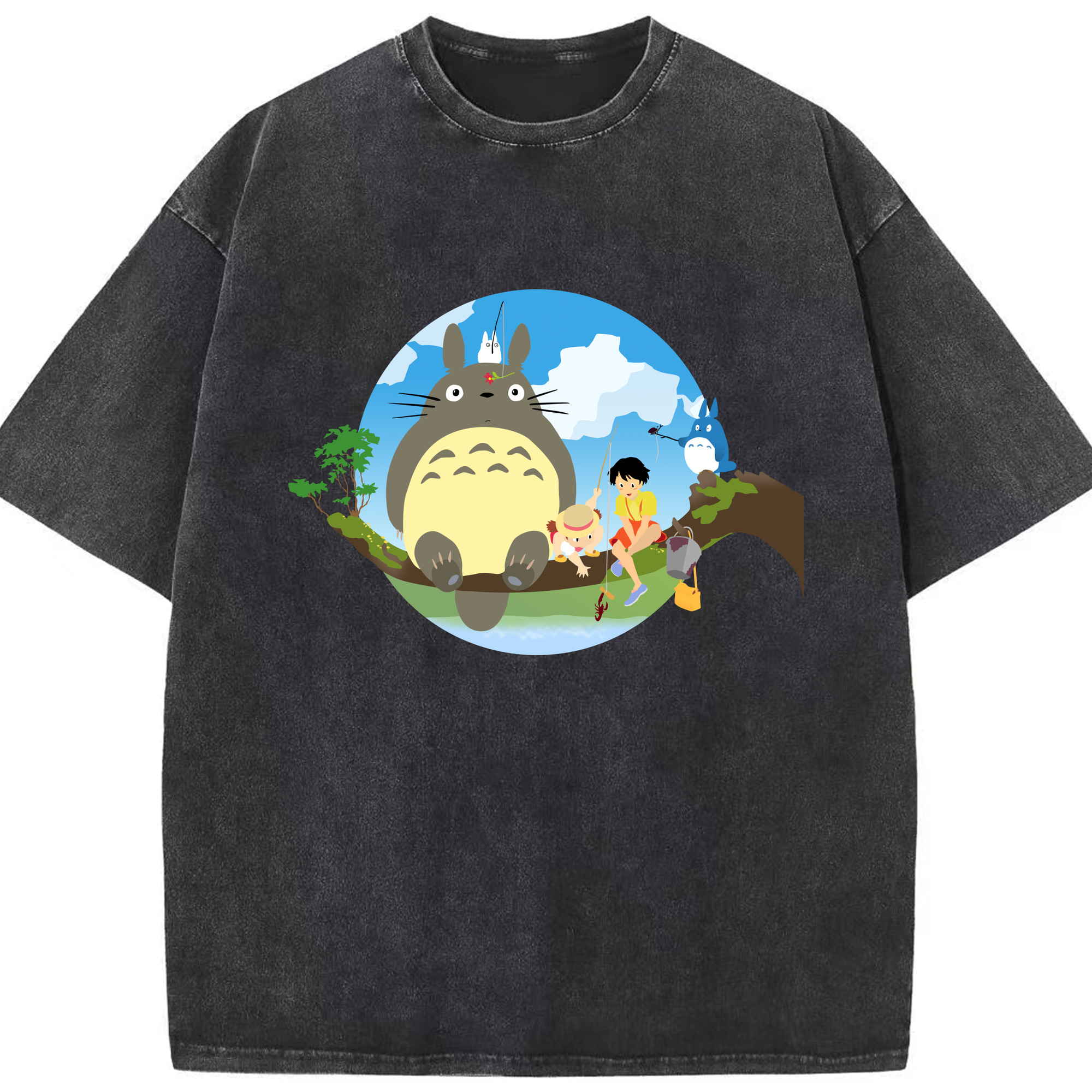 （画像用） となりのトトロ 草壁メイ 草壁サツキ My Neighbor Totoro Satsuki Kusakabe Mei Kusakabe 綿100% ヴィンテージ風 半袖Tシャツ（フロントプリント）