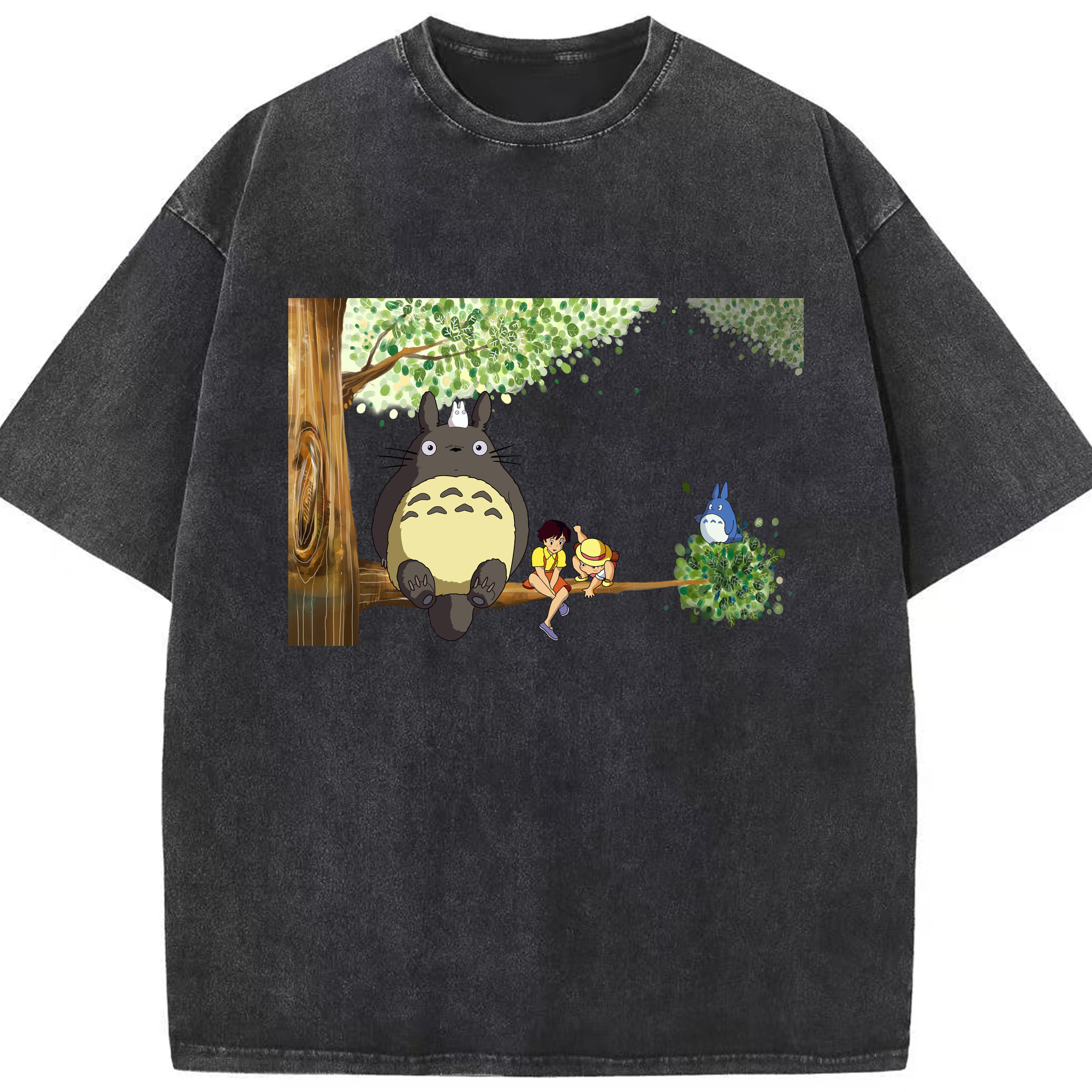 （画像用） となりのトトロ 草壁メイ 草壁サツキ My Neighbor Totoro Satsuki Kusakabe Mei Kusakabe 綿100% ヴィンテージ風 半袖Tシャツ（フロントプリント）