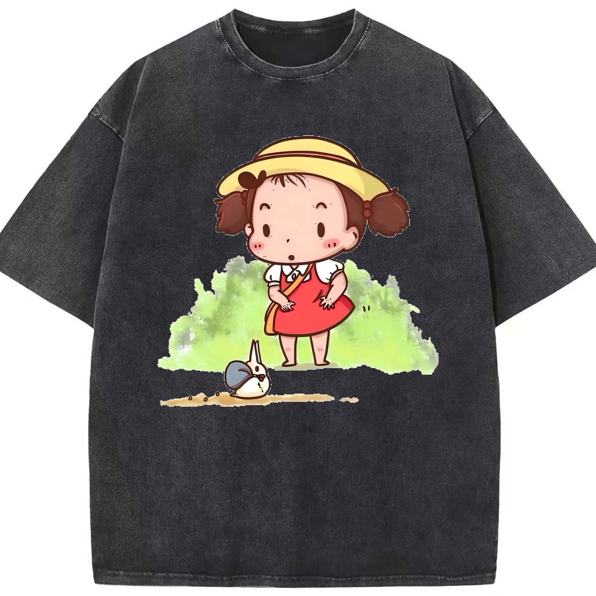 （画像用） となりのトトロ 草壁メイ 草壁サツキ My Neighbor Totoro Satsuki Kusakabe Mei Kusakabe 綿100% ヴィンテージ風 半袖Tシャツ（フロントプリント）
