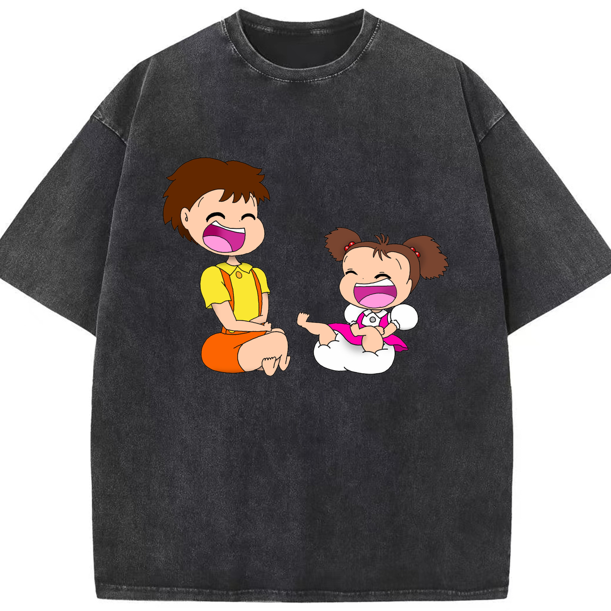 （画像用） となりのトトロ 草壁メイ 草壁サツキ My Neighbor Totoro Satsuki Kusakabe Mei Kusakabe 綿100% ヴィンテージ風 半袖Tシャツ（フロントプリント）