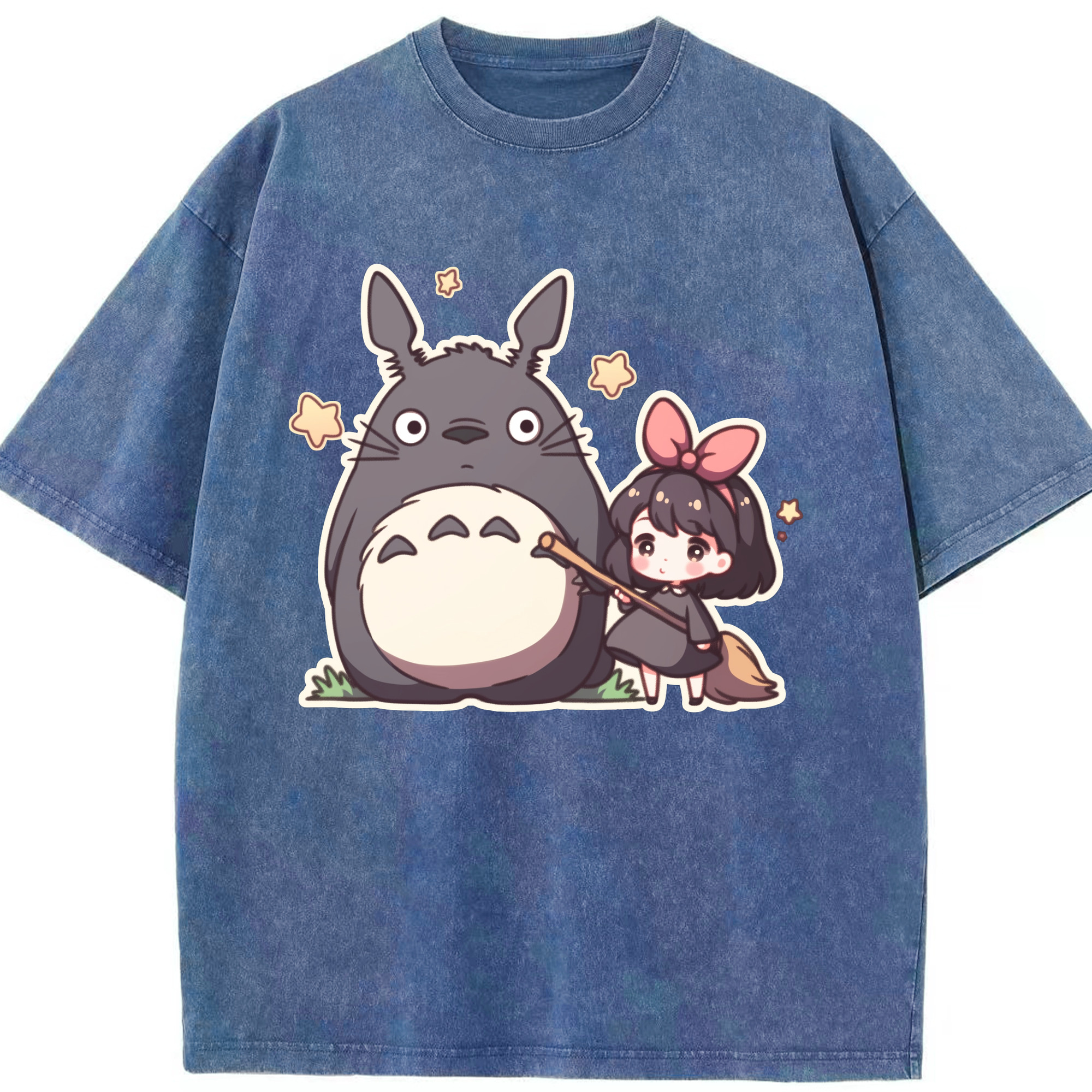 （画像用） となりのトトロ 草壁メイ 草壁サツキ My Neighbor Totoro Satsuki Kusakabe Mei Kusakabe 綿100% ヴィンテージ風 半袖Tシャツ（フロントプリント）