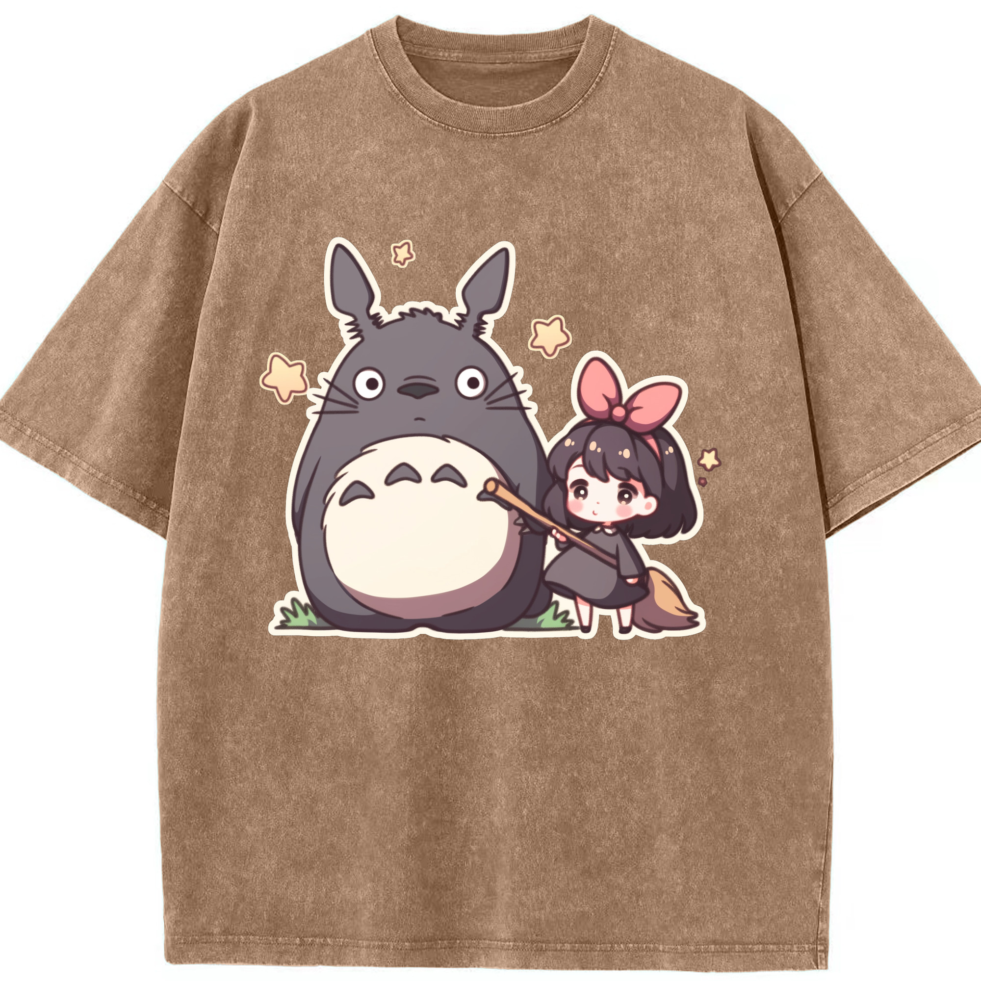 （画像用） となりのトトロ 草壁メイ 草壁サツキ My Neighbor Totoro Satsuki Kusakabe Mei Kusakabe 綿100% ヴィンテージ風 半袖Tシャツ（フロントプリント）