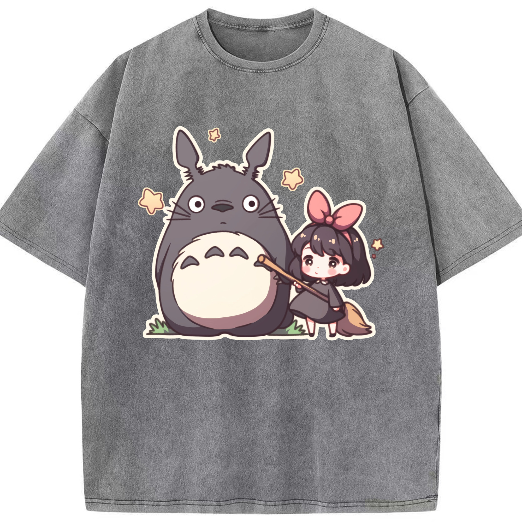 （画像用） となりのトトロ 草壁メイ 草壁サツキ My Neighbor Totoro Satsuki Kusakabe Mei Kusakabe 綿100% ヴィンテージ風 半袖Tシャツ（フロントプリント）