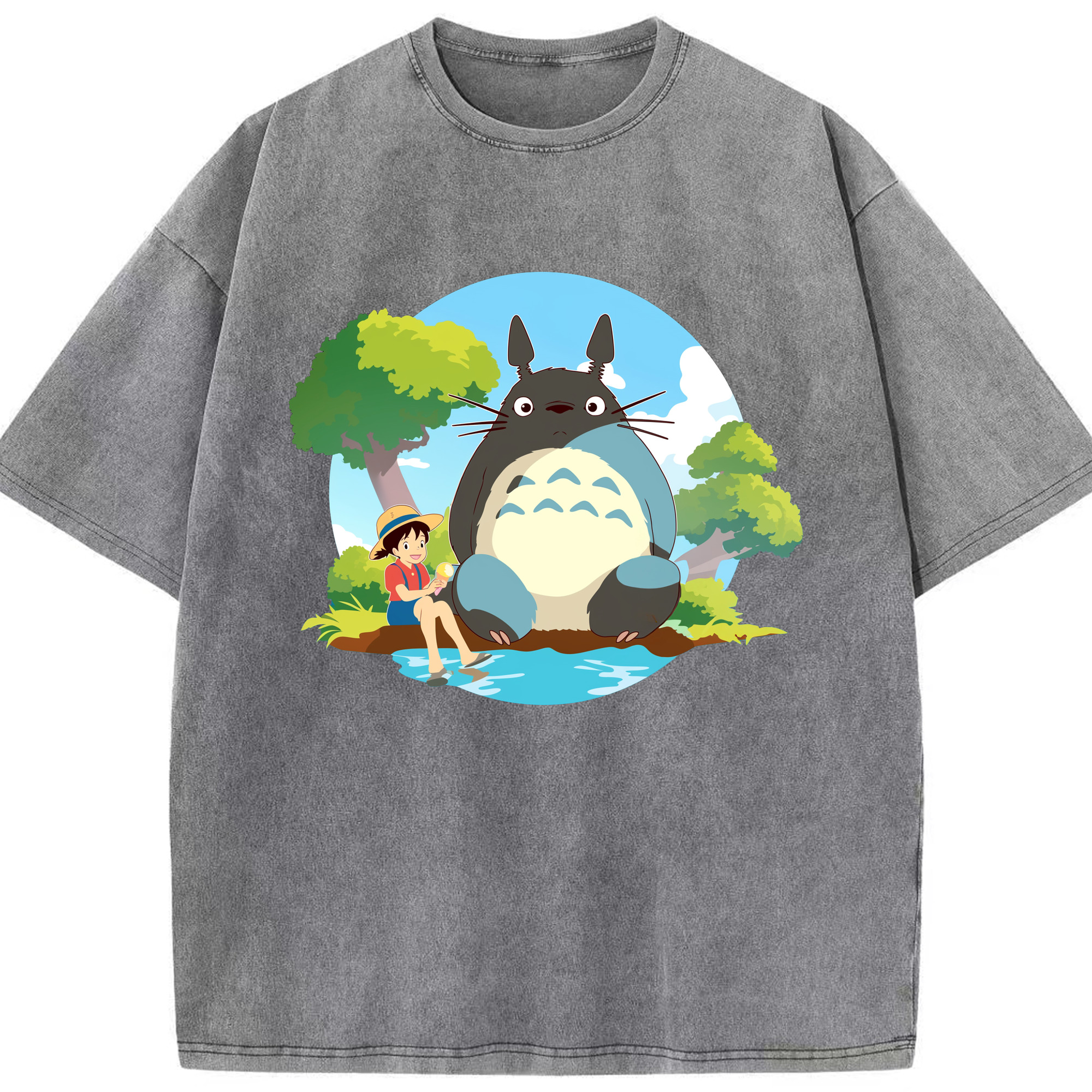 （画像用） となりのトトロ 草壁メイ 草壁サツキ My Neighbor Totoro Satsuki Kusakabe Mei Kusakabe 綿100% ヴィンテージ風 半袖Tシャツ（フロントプリント）