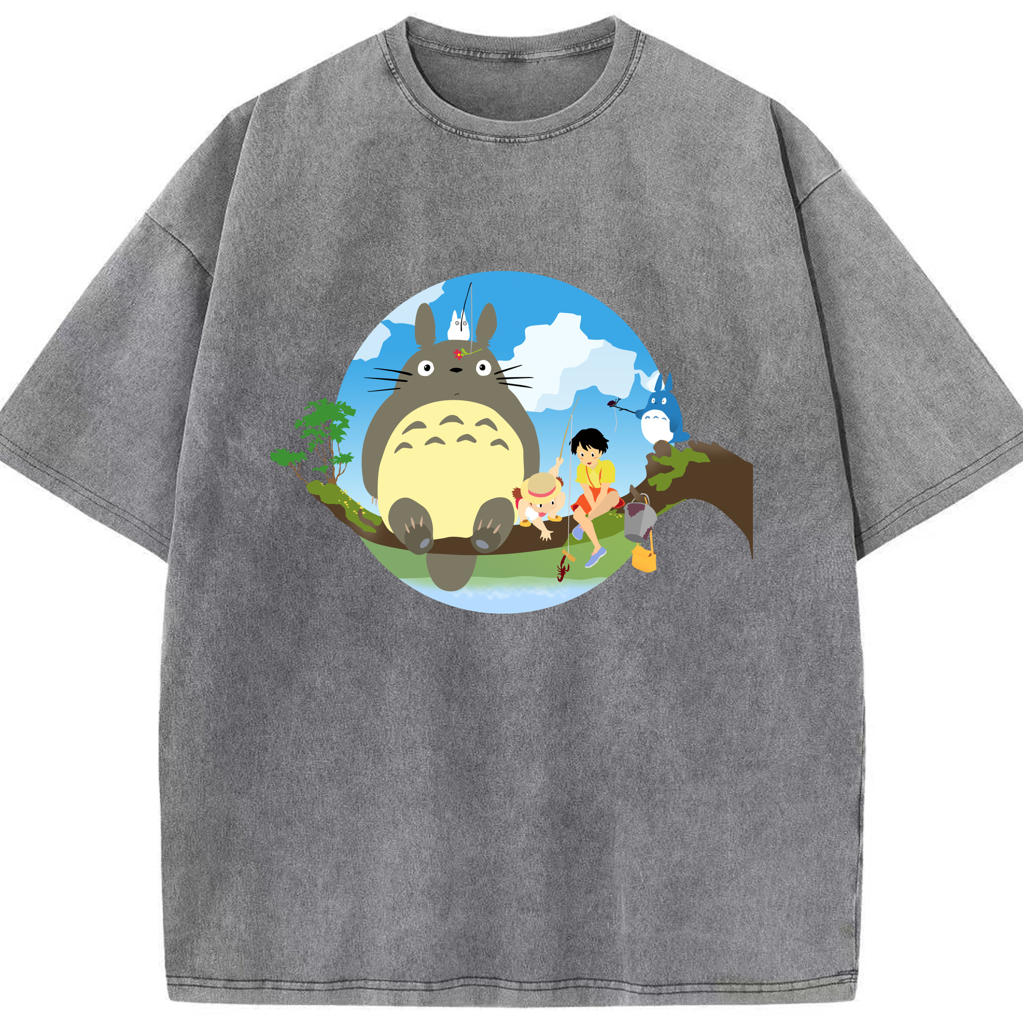 （画像用） となりのトトロ 草壁メイ 草壁サツキ My Neighbor Totoro Satsuki Kusakabe Mei Kusakabe 綿100% ヴィンテージ風 半袖Tシャツ（フロントプリント）