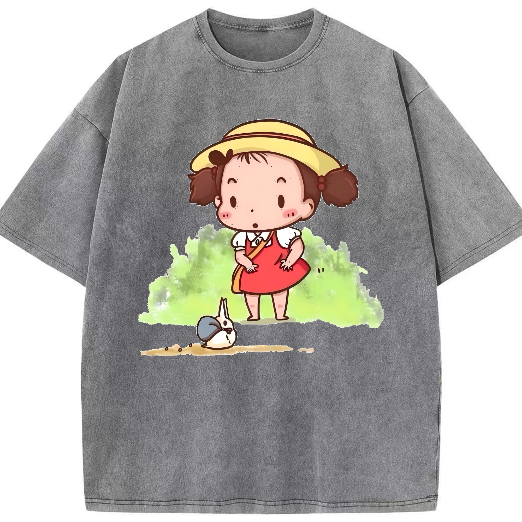 （画像用） となりのトトロ 草壁メイ 草壁サツキ My Neighbor Totoro Satsuki Kusakabe Mei Kusakabe 綿100% ヴィンテージ風 半袖Tシャツ（フロントプリント）