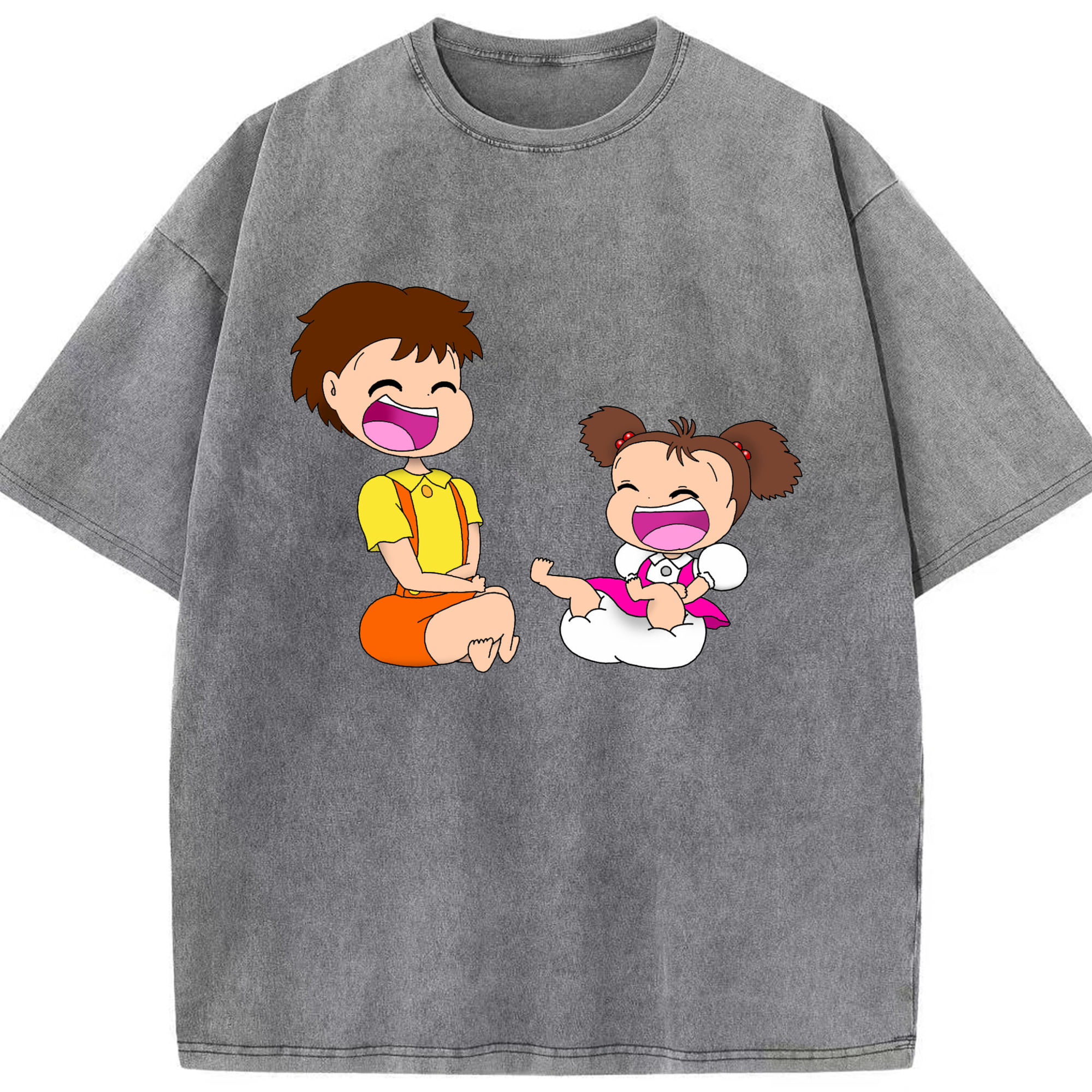 （画像用） となりのトトロ 草壁メイ 草壁サツキ My Neighbor Totoro Satsuki Kusakabe Mei Kusakabe 綿100% ヴィンテージ風 半袖Tシャツ（フロントプリント）