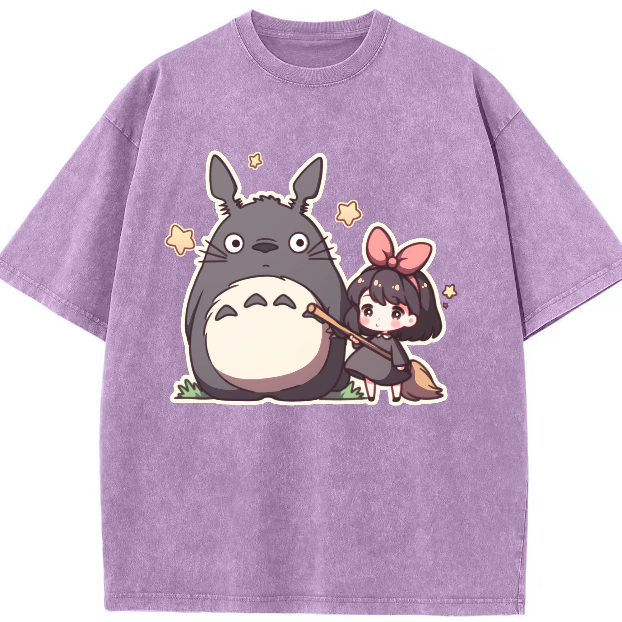 （画像用） となりのトトロ 草壁メイ 草壁サツキ My Neighbor Totoro Satsuki Kusakabe Mei Kusakabe 綿100% ヴィンテージ風 半袖Tシャツ（フロントプリント）