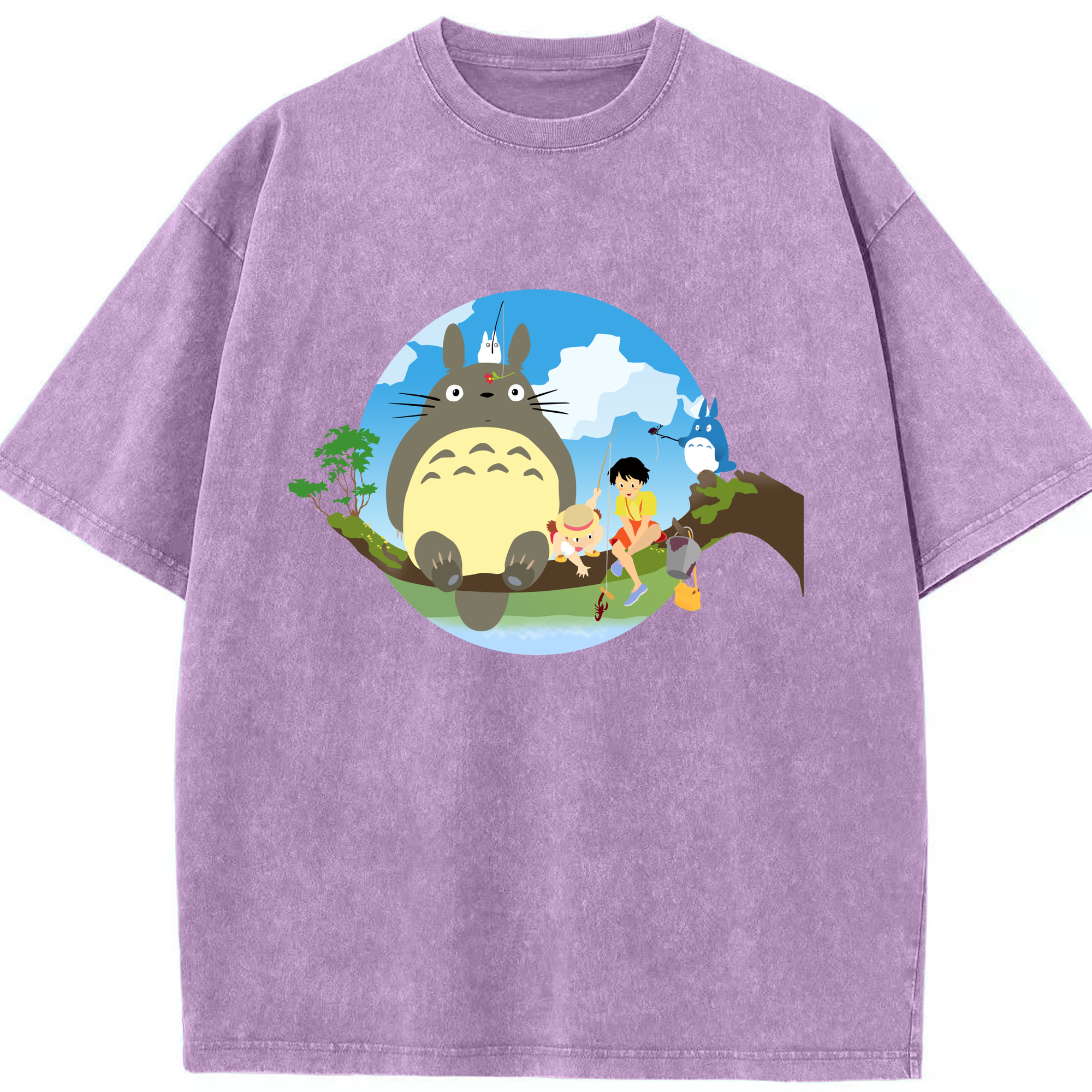 （画像用） となりのトトロ 草壁メイ 草壁サツキ My Neighbor Totoro Satsuki Kusakabe Mei Kusakabe 綿100% ヴィンテージ風 半袖Tシャツ（フロントプリント）