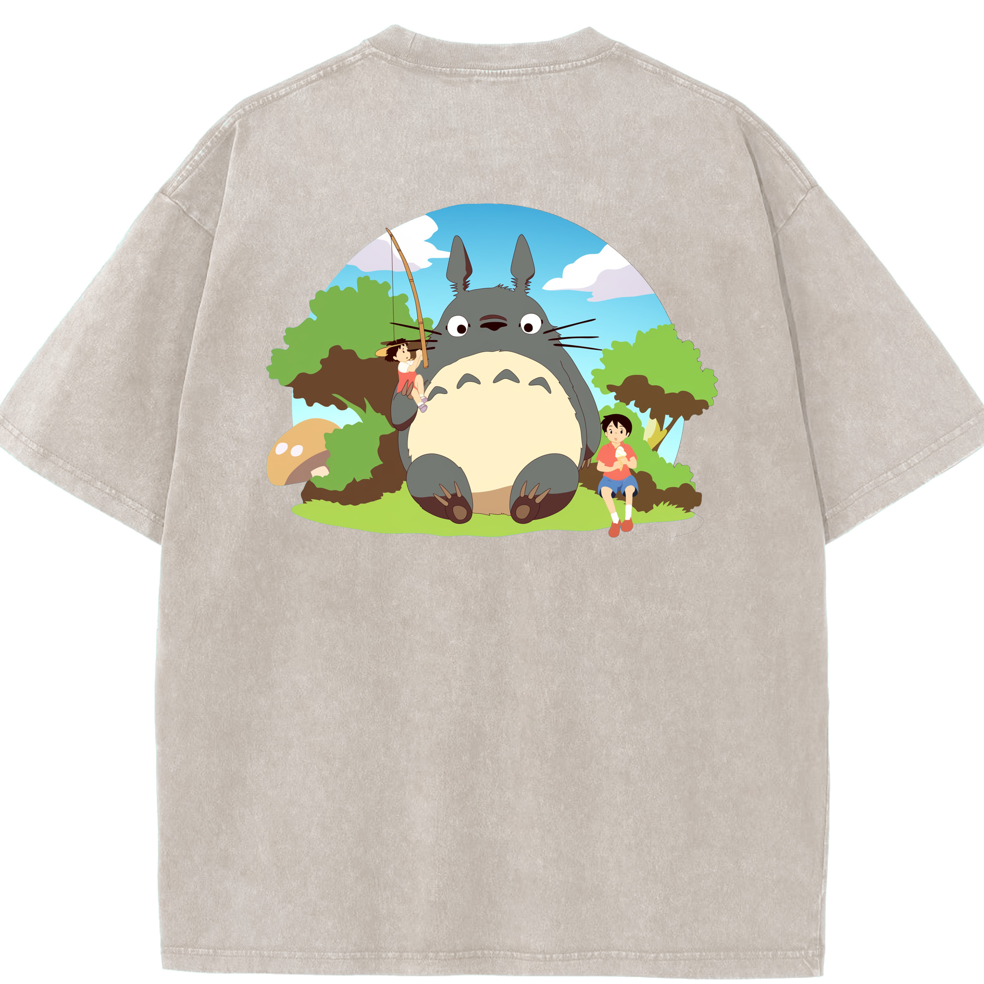 （画像用） となりのトトロ 草壁メイ 草壁サツキ My Neighbor Totoro Satsuki Kusakabe Mei Kusakabe 綿100% ヴィンテージ風 半袖Tシャツ（背面プリント）
