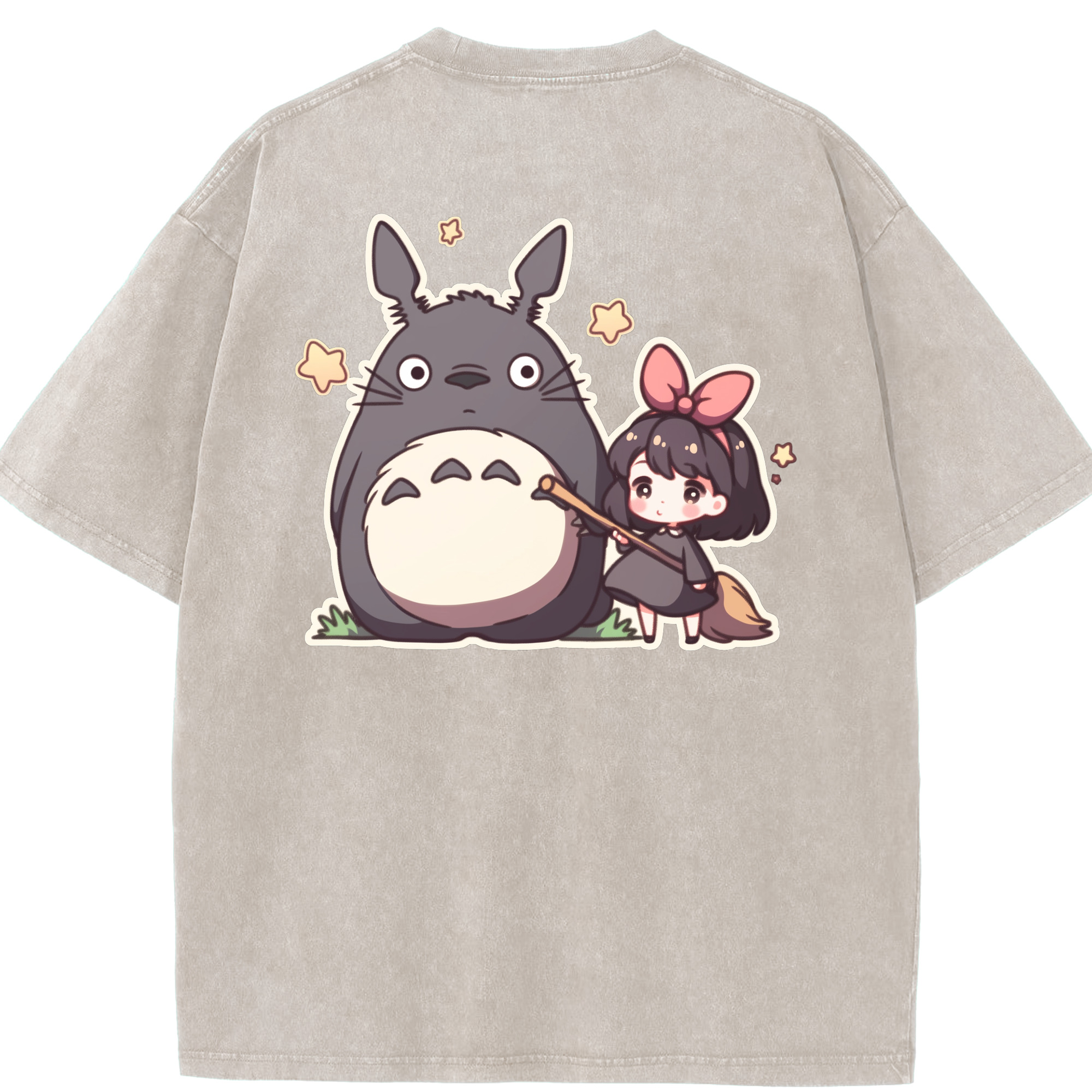 （画像用） となりのトトロ 草壁メイ 草壁サツキ My Neighbor Totoro Satsuki Kusakabe Mei Kusakabe 綿100% ヴィンテージ風 半袖Tシャツ（背面プリント）