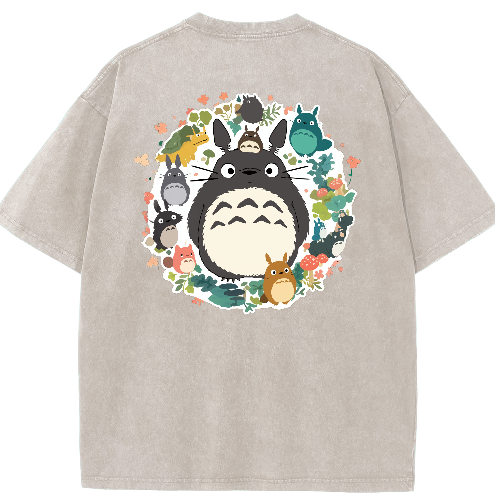 （画像用） となりのトトロ 草壁メイ 草壁サツキ My Neighbor Totoro Satsuki Kusakabe Mei Kusakabe 綿100% ヴィンテージ風 半袖Tシャツ（背面プリント）