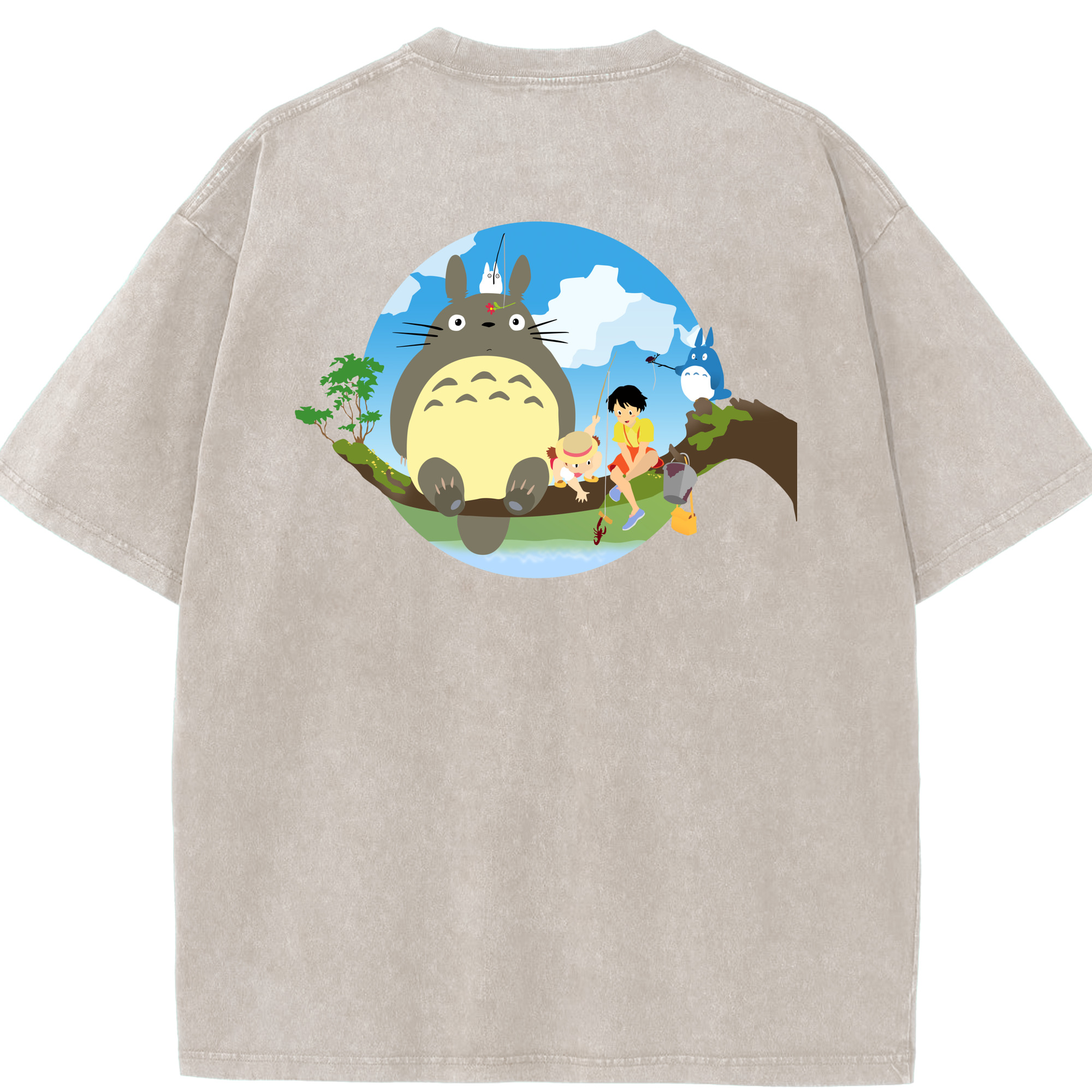 （画像用） となりのトトロ 草壁メイ 草壁サツキ My Neighbor Totoro Satsuki Kusakabe Mei Kusakabe 綿100% ヴィンテージ風 半袖Tシャツ（背面プリント）