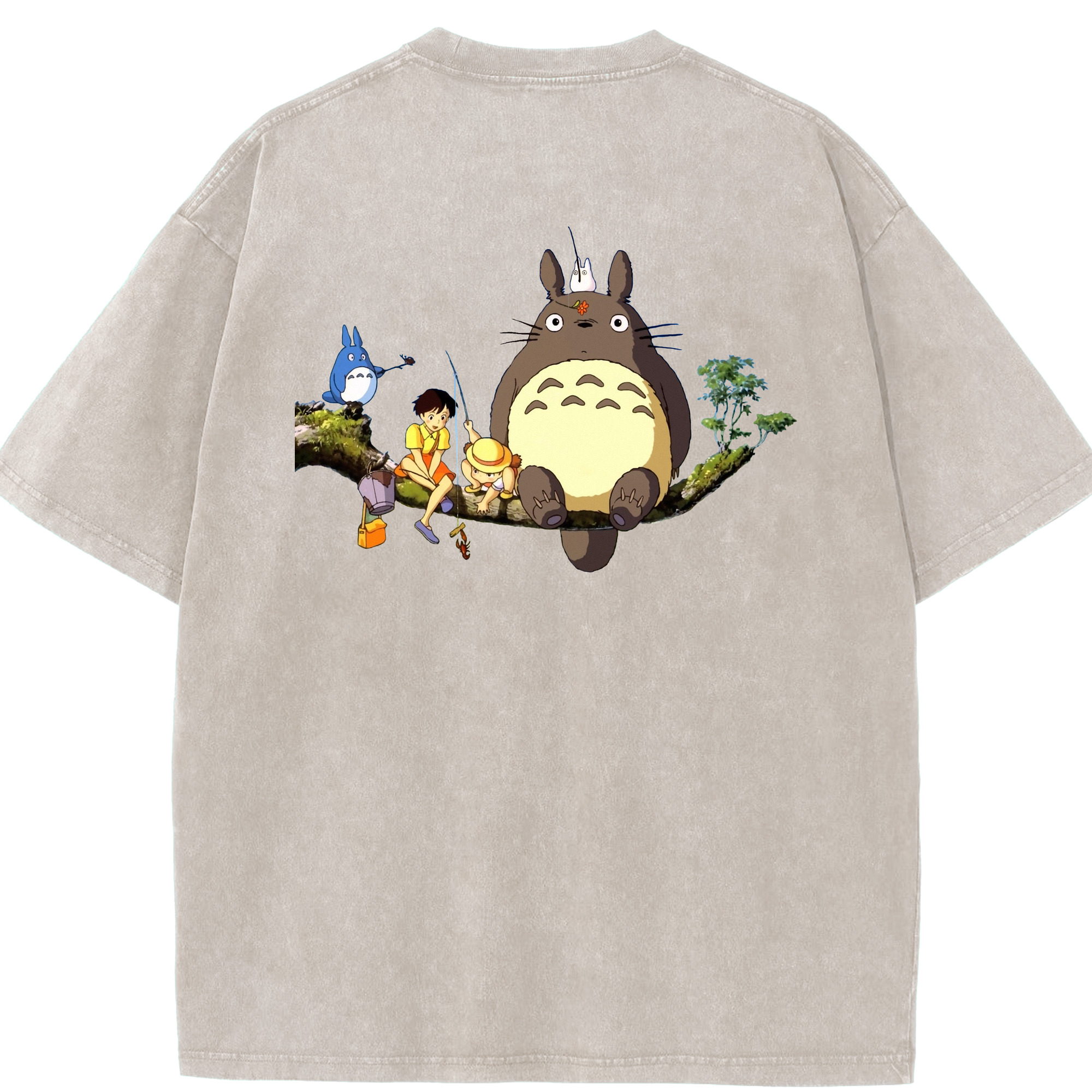 （画像用） となりのトトロ 草壁メイ 草壁サツキ My Neighbor Totoro Satsuki Kusakabe Mei Kusakabe 綿100% ヴィンテージ風 半袖Tシャツ（背面プリント）