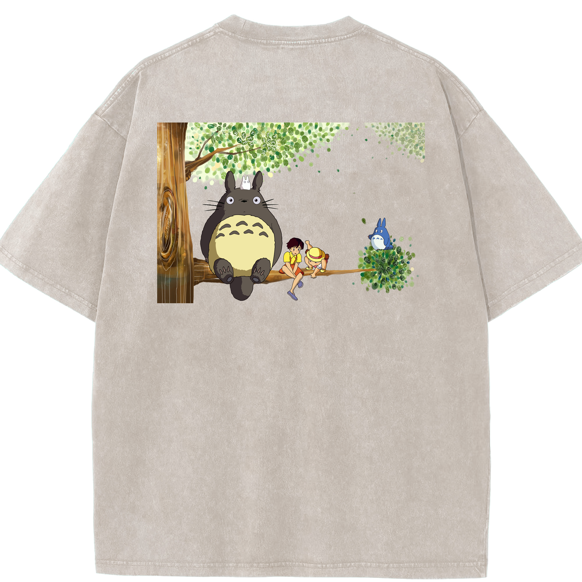 （画像用） となりのトトロ 草壁メイ 草壁サツキ My Neighbor Totoro Satsuki Kusakabe Mei Kusakabe 綿100% ヴィンテージ風 半袖Tシャツ（背面プリント）