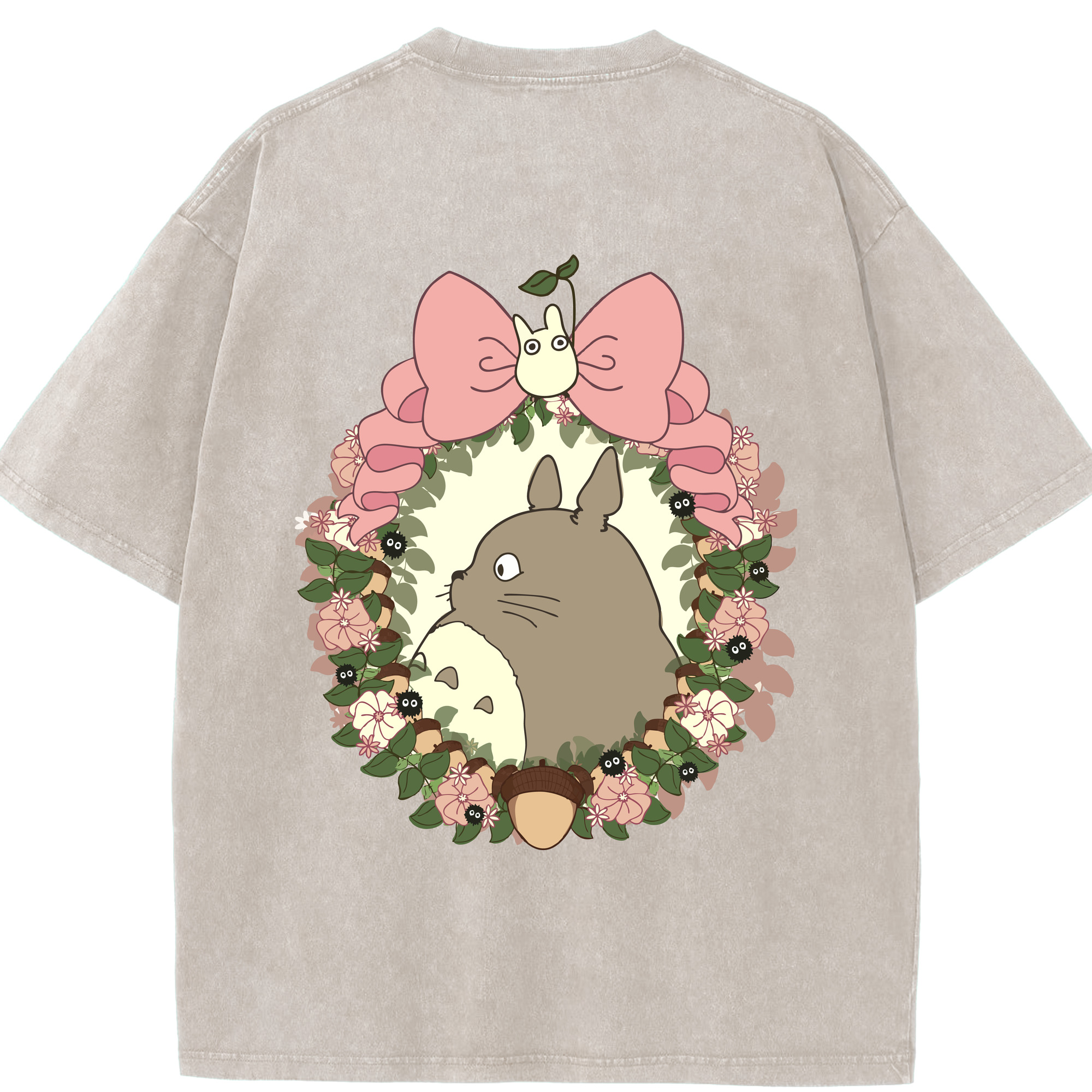 （画像用） となりのトトロ 草壁メイ 草壁サツキ My Neighbor Totoro Satsuki Kusakabe Mei Kusakabe 綿100% ヴィンテージ風 半袖Tシャツ（背面プリント）