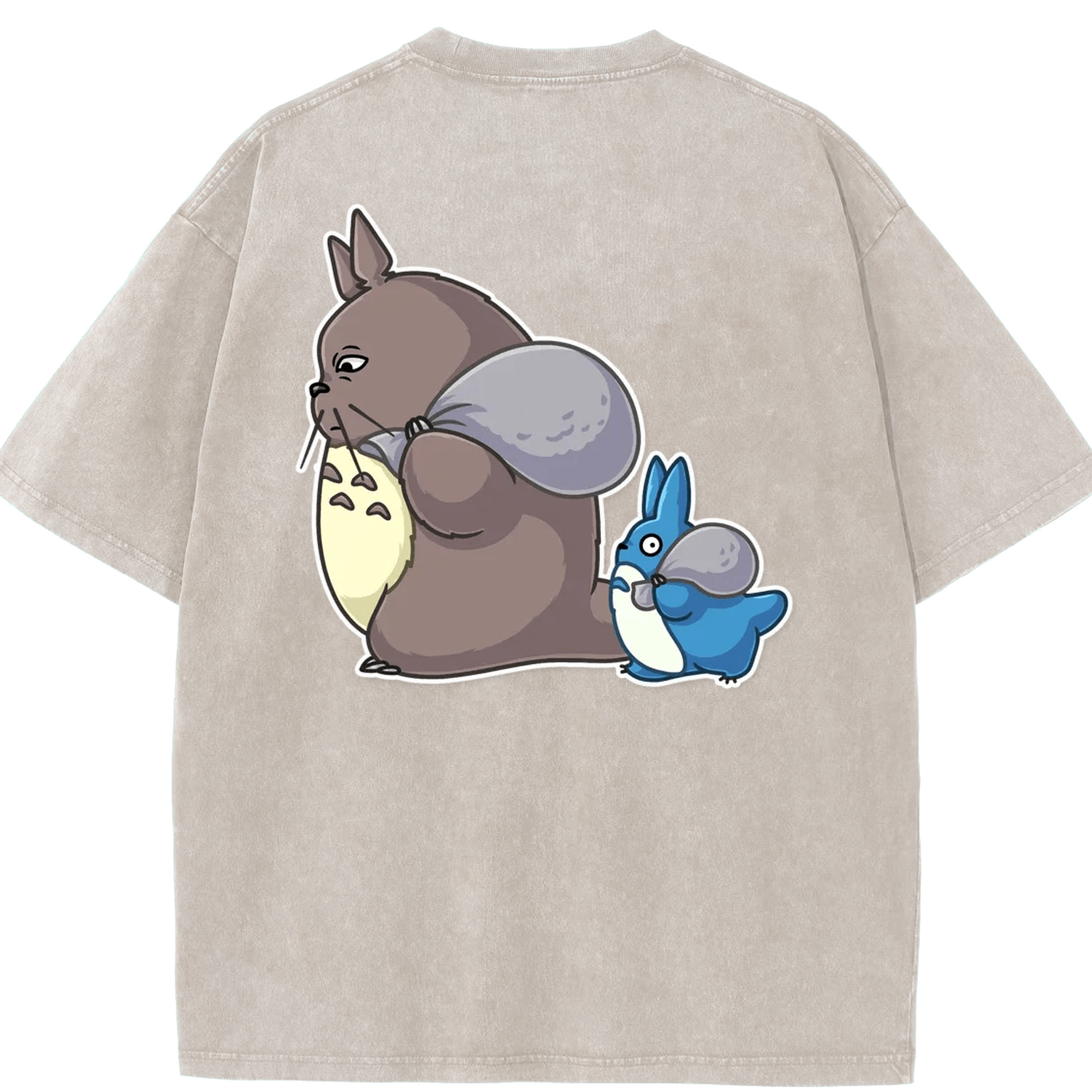 （画像用） となりのトトロ 草壁メイ 草壁サツキ My Neighbor Totoro Satsuki Kusakabe Mei Kusakabe 綿100% ヴィンテージ風 半袖Tシャツ（背面プリント）