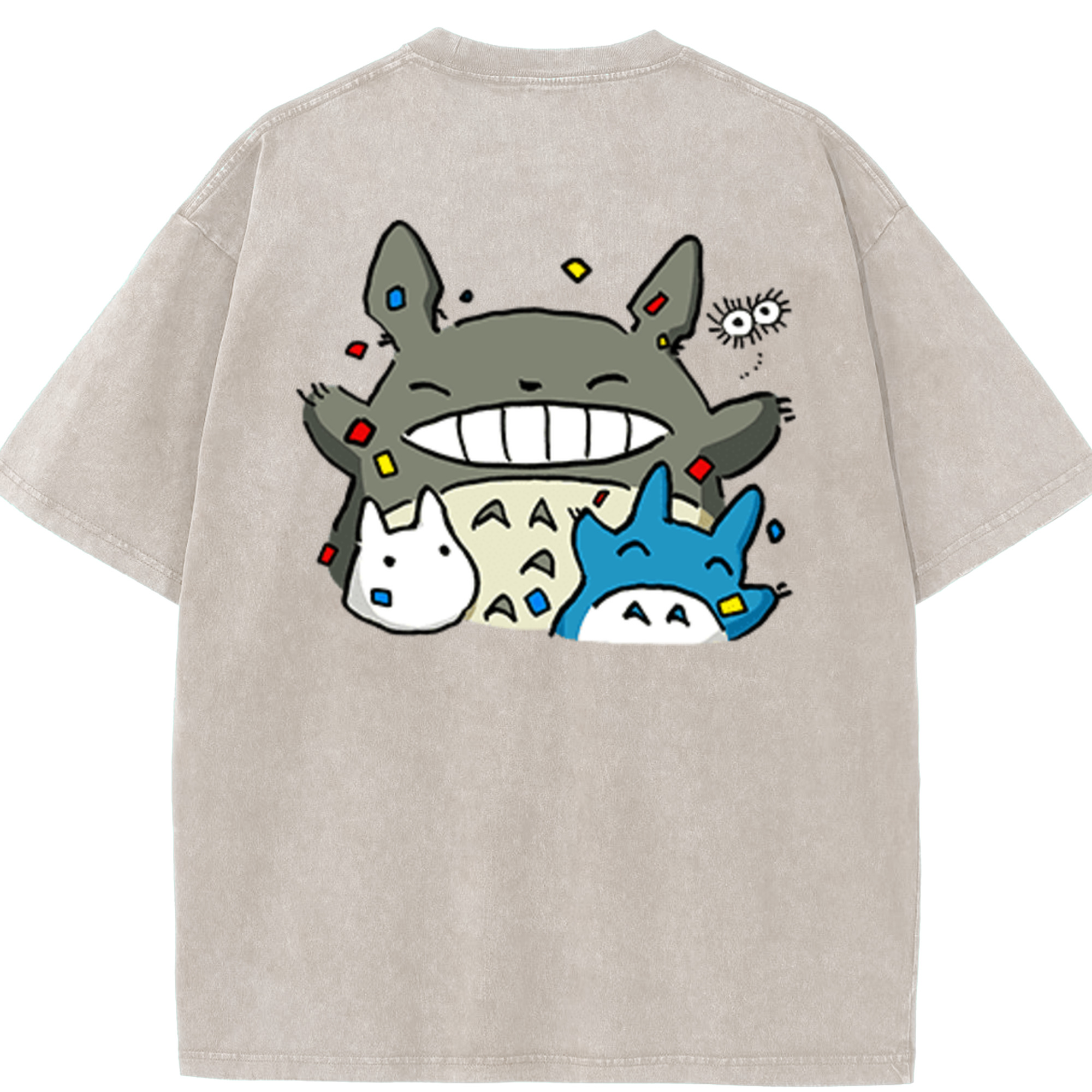 （画像用） となりのトトロ 草壁メイ 草壁サツキ My Neighbor Totoro Satsuki Kusakabe Mei Kusakabe 綿100% ヴィンテージ風 半袖Tシャツ（背面プリント）