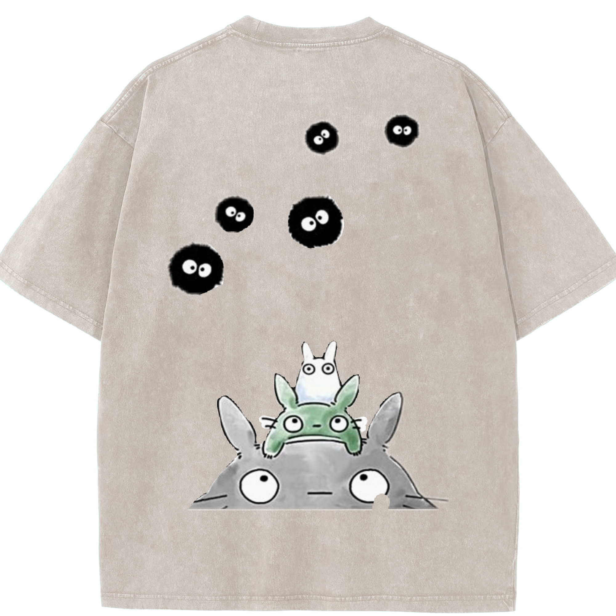 （画像用） となりのトトロ 草壁メイ 草壁サツキ My Neighbor Totoro Satsuki Kusakabe Mei Kusakabe 綿100% ヴィンテージ風 半袖Tシャツ（背面プリント）