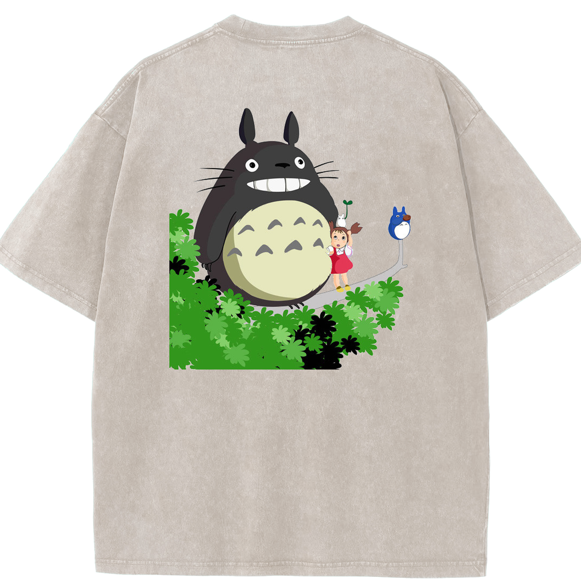 （画像用） となりのトトロ 草壁メイ 草壁サツキ My Neighbor Totoro Satsuki Kusakabe Mei Kusakabe 綿100% ヴィンテージ風 半袖Tシャツ（背面プリント）