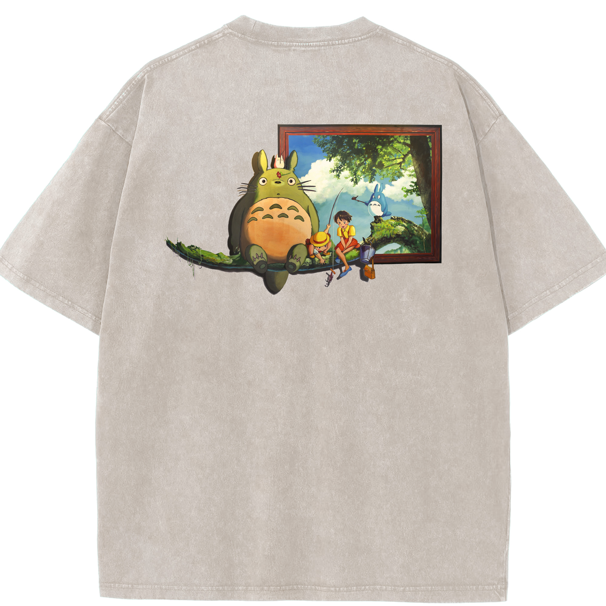 （画像用） となりのトトロ 草壁メイ 草壁サツキ My Neighbor Totoro Satsuki Kusakabe Mei Kusakabe 綿100% ヴィンテージ風 半袖Tシャツ（背面プリント）