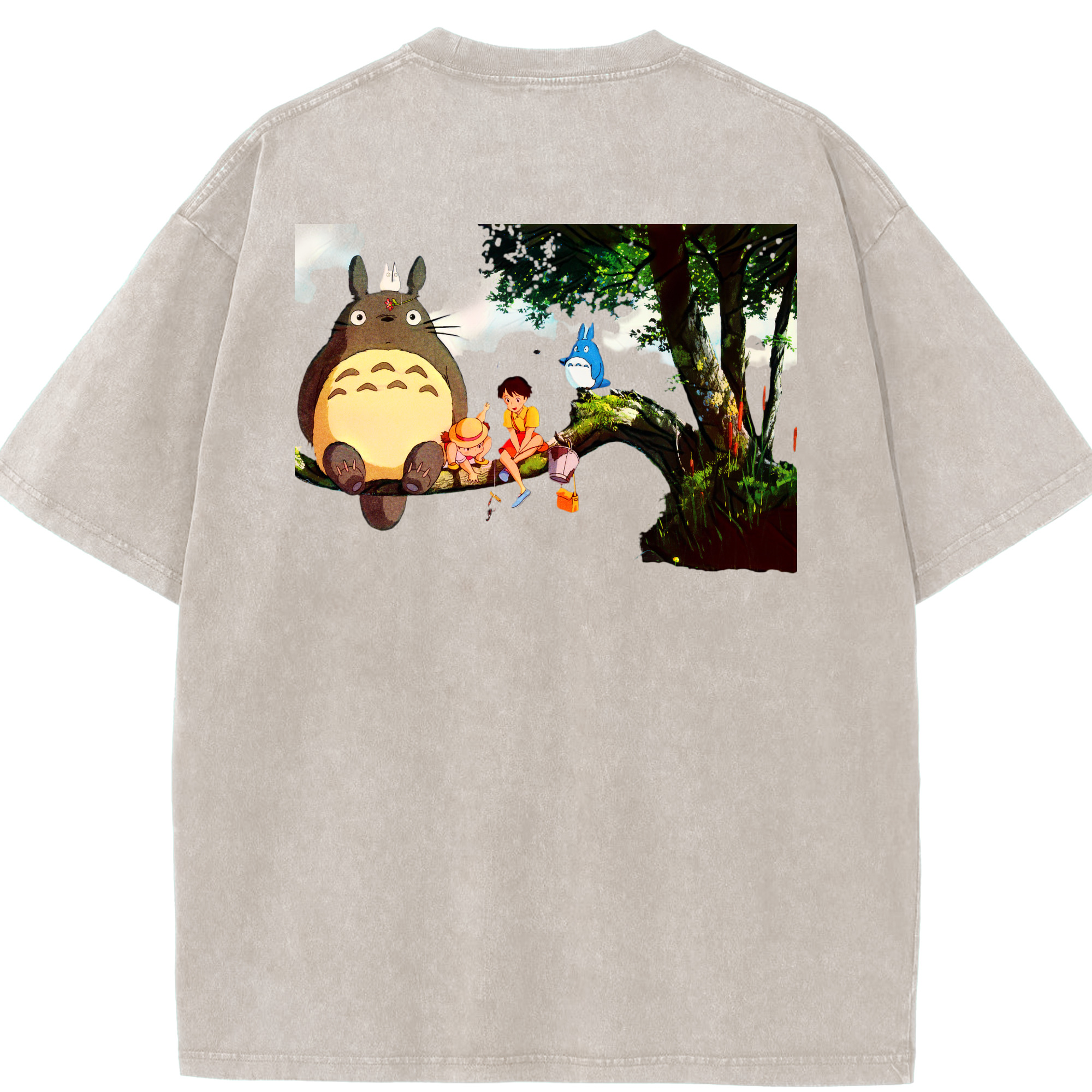 （画像用） となりのトトロ 草壁メイ 草壁サツキ My Neighbor Totoro Satsuki Kusakabe Mei Kusakabe 綿100% ヴィンテージ風 半袖Tシャツ（背面プリント）