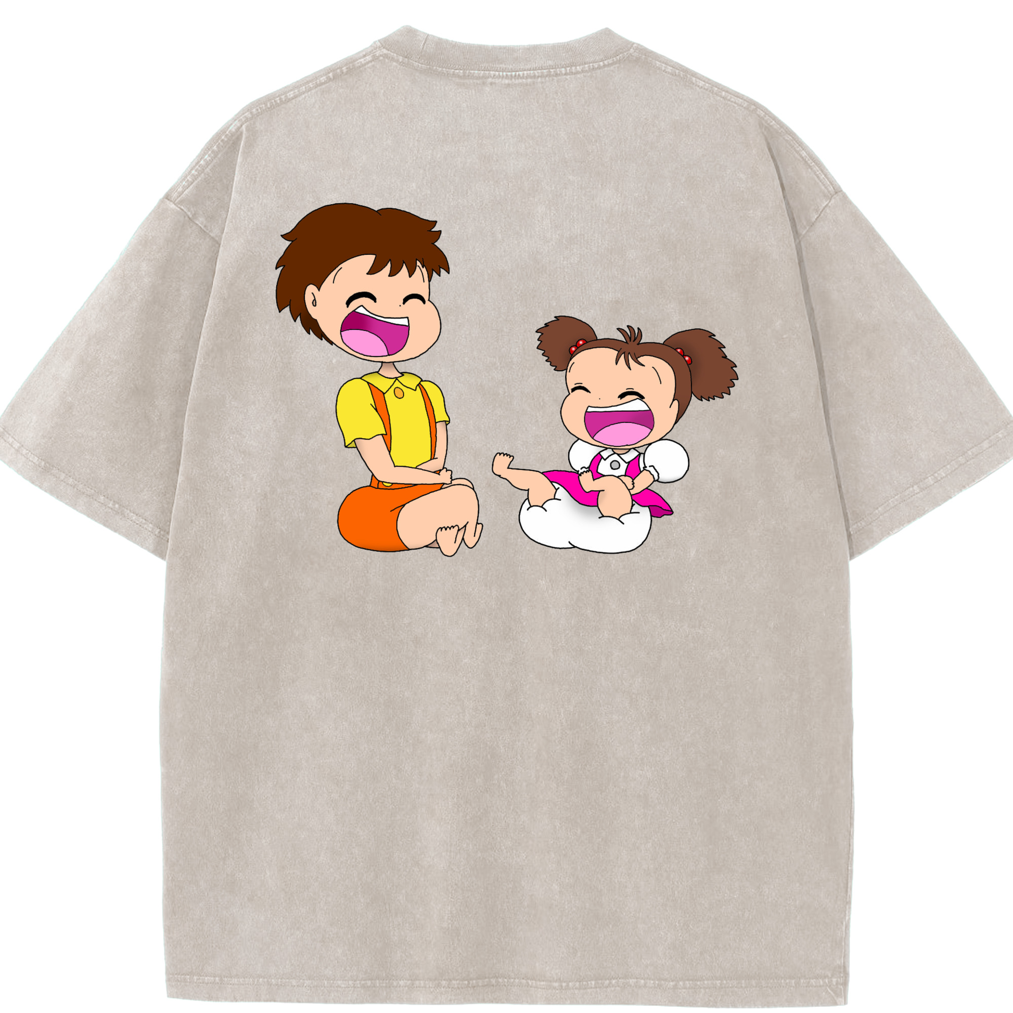 （画像用） となりのトトロ 草壁メイ 草壁サツキ My Neighbor Totoro Satsuki Kusakabe Mei Kusakabe 綿100% ヴィンテージ風 半袖Tシャツ（背面プリント）
