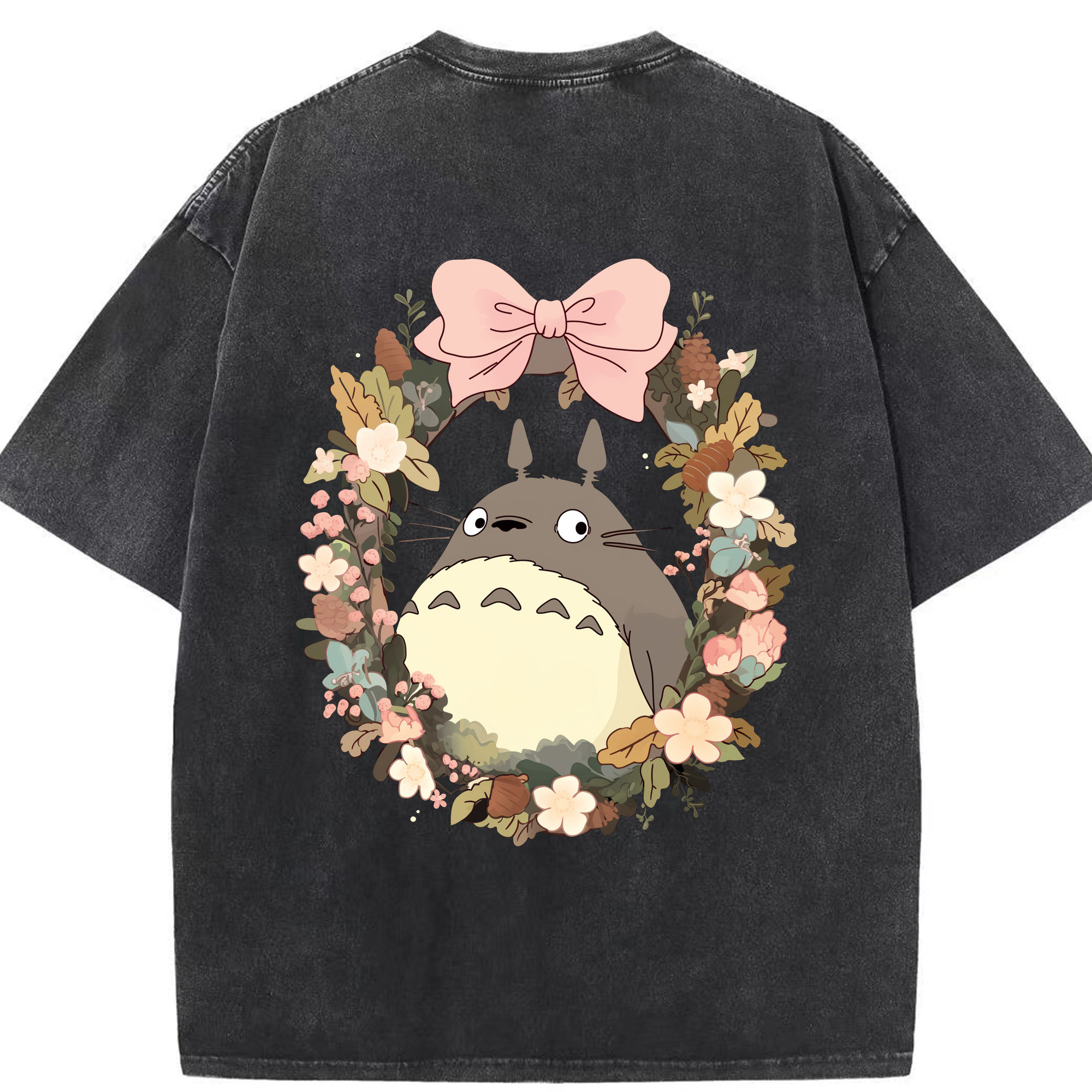 （画像用） となりのトトロ 草壁メイ 草壁サツキ My Neighbor Totoro Satsuki Kusakabe Mei Kusakabe 綿100% ヴィンテージ風 半袖Tシャツ（背面プリント）