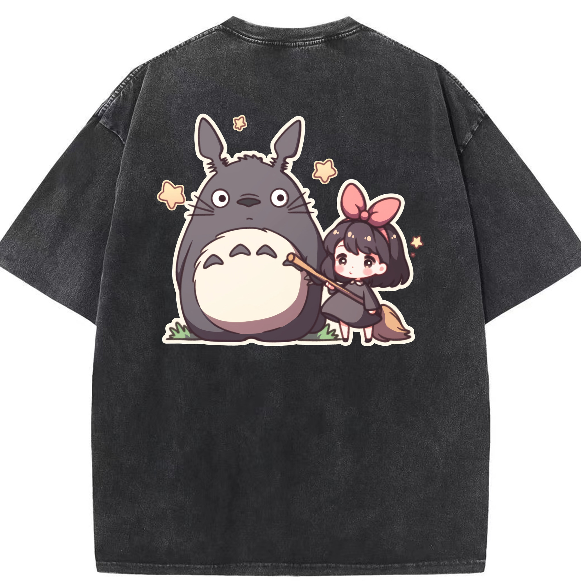 （画像用） となりのトトロ 草壁メイ 草壁サツキ My Neighbor Totoro Satsuki Kusakabe Mei Kusakabe 綿100% ヴィンテージ風 半袖Tシャツ（背面プリント）