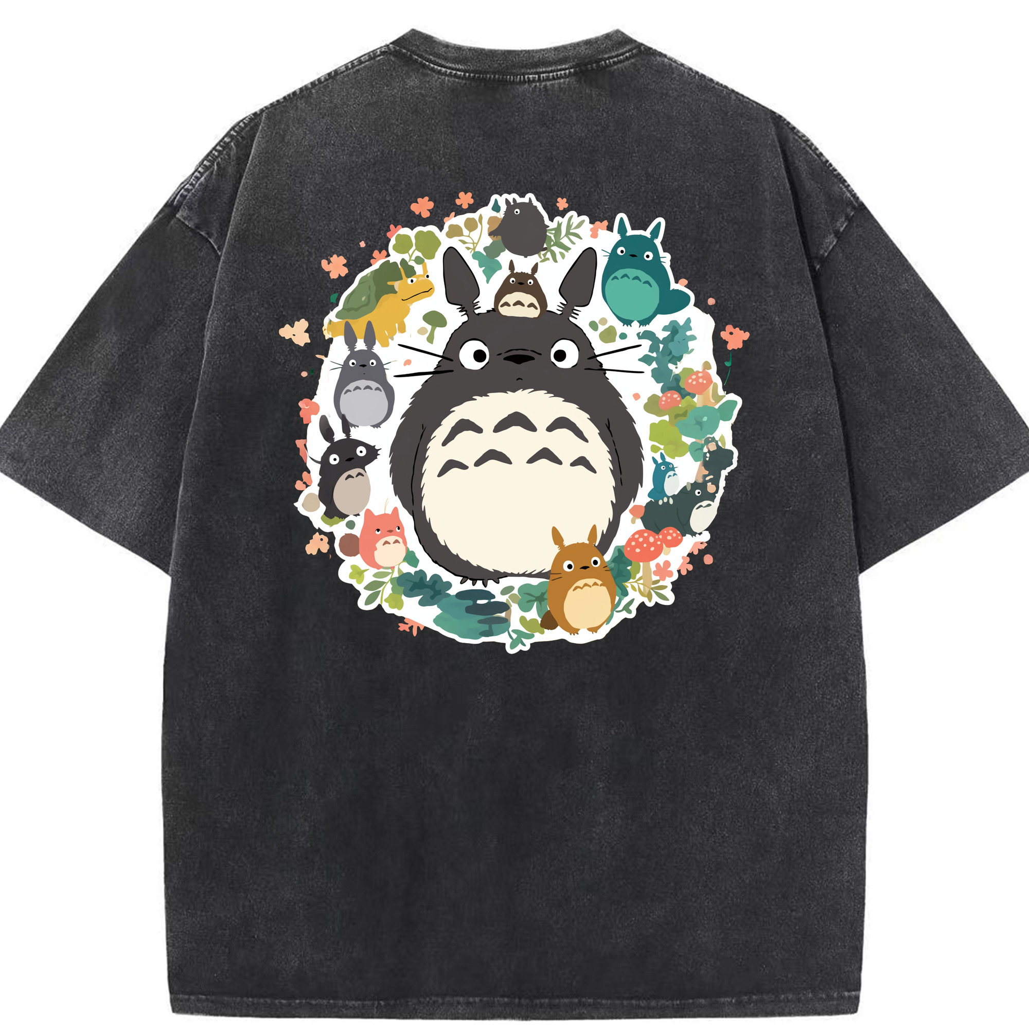 （画像用） となりのトトロ 草壁メイ 草壁サツキ My Neighbor Totoro Satsuki Kusakabe Mei Kusakabe 綿100% ヴィンテージ風 半袖Tシャツ（背面プリント）