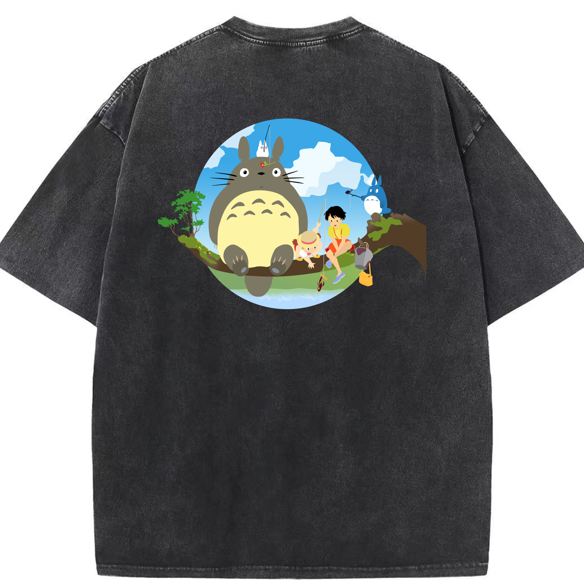 （画像用） となりのトトロ 草壁メイ 草壁サツキ My Neighbor Totoro Satsuki Kusakabe Mei Kusakabe 綿100% ヴィンテージ風 半袖Tシャツ（背面プリント）