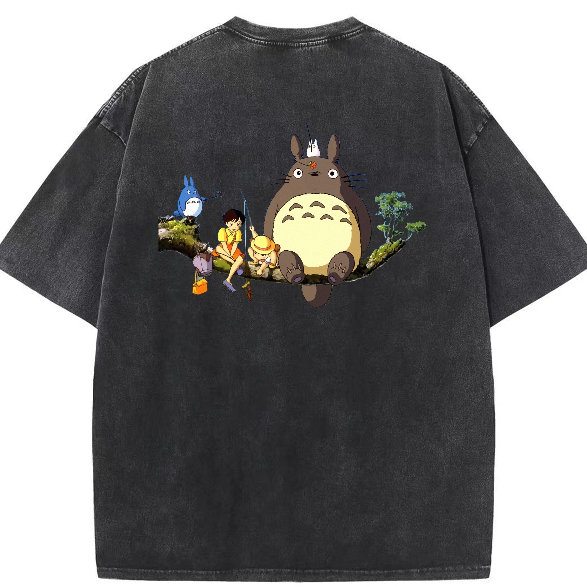 （画像用） となりのトトロ 草壁メイ 草壁サツキ My Neighbor Totoro Satsuki Kusakabe Mei Kusakabe 綿100% ヴィンテージ風 半袖Tシャツ（背面プリント）