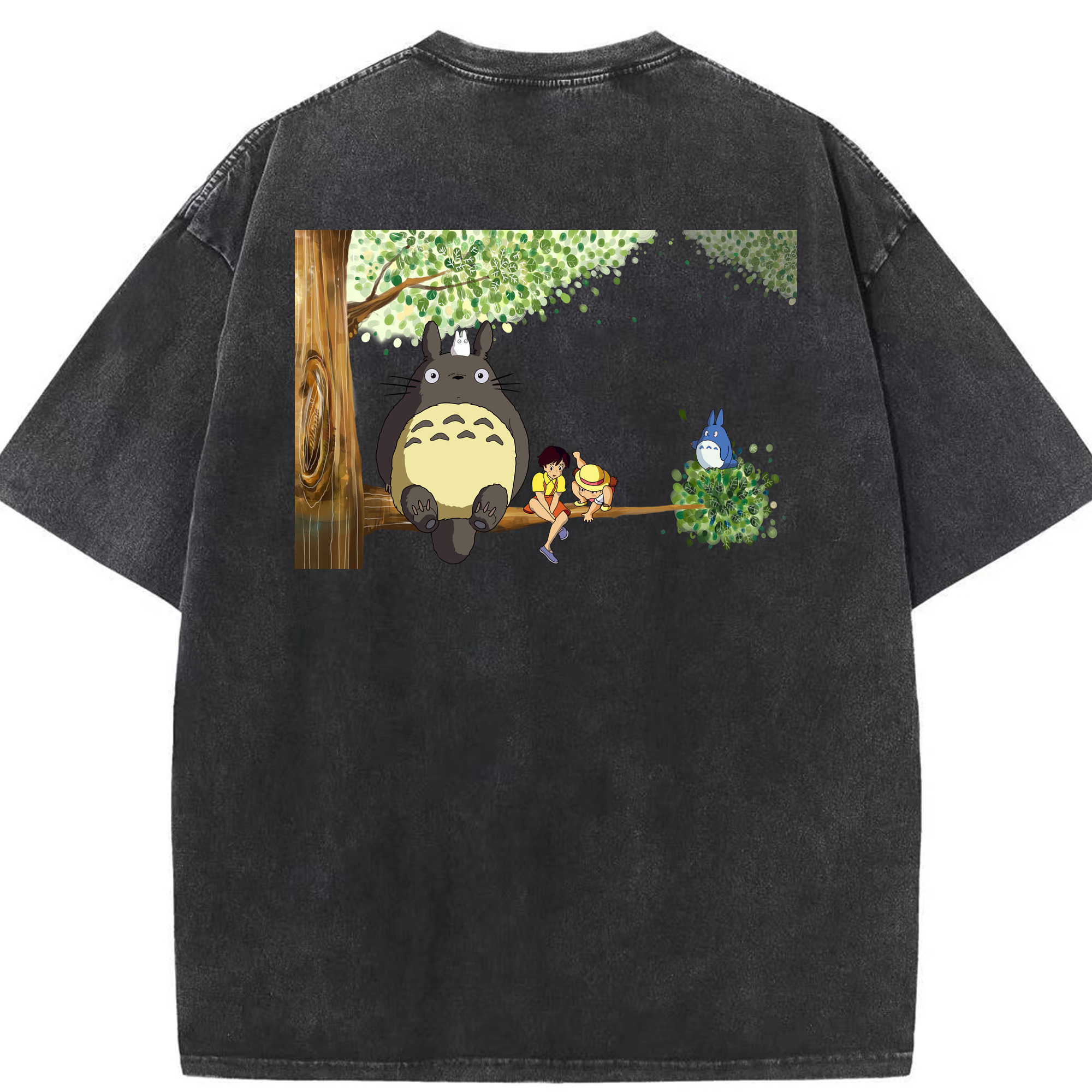 （画像用） となりのトトロ 草壁メイ 草壁サツキ My Neighbor Totoro Satsuki Kusakabe Mei Kusakabe 綿100% ヴィンテージ風 半袖Tシャツ（背面プリント）