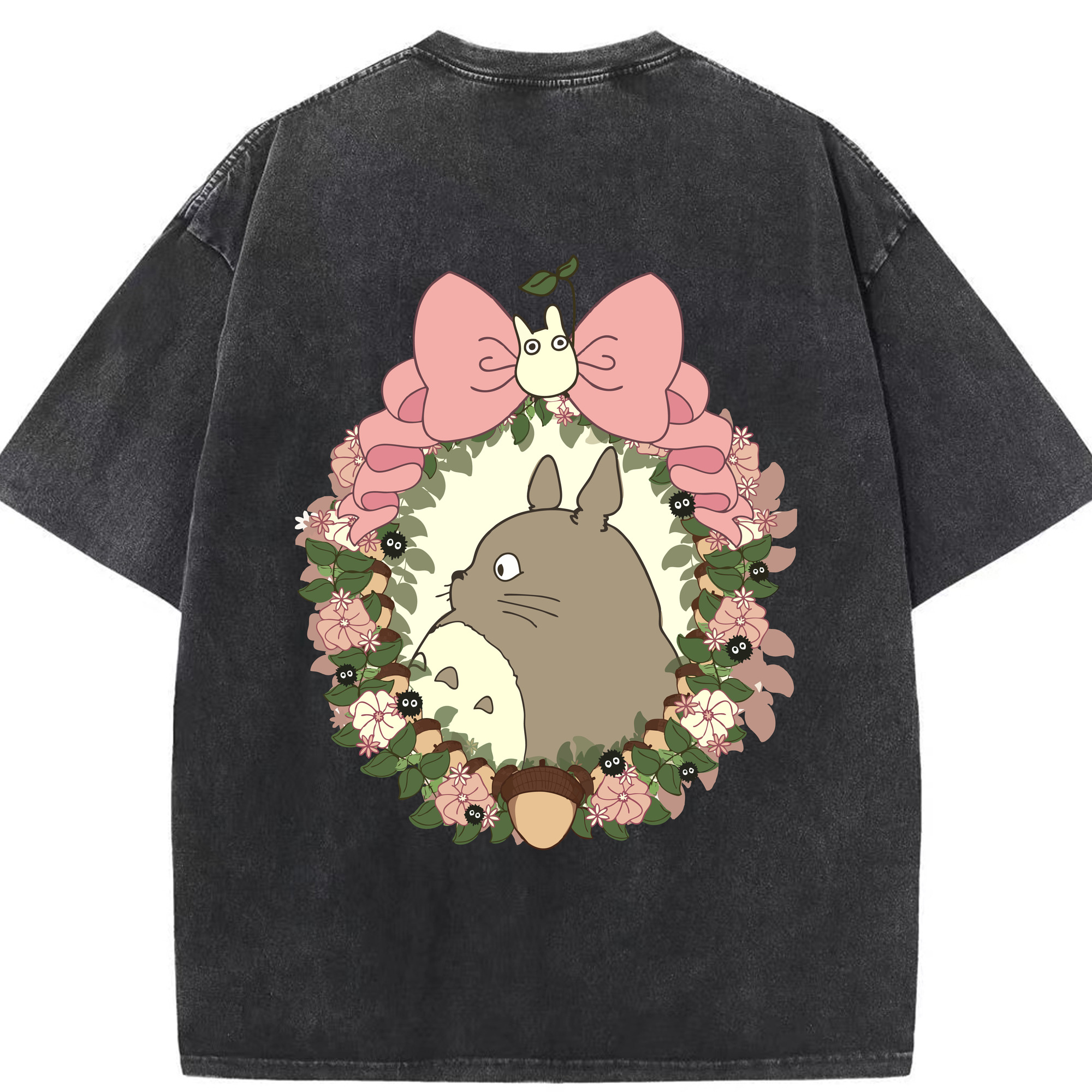 （画像用） となりのトトロ 草壁メイ 草壁サツキ My Neighbor Totoro Satsuki Kusakabe Mei Kusakabe 綿100% ヴィンテージ風 半袖Tシャツ（背面プリント）
