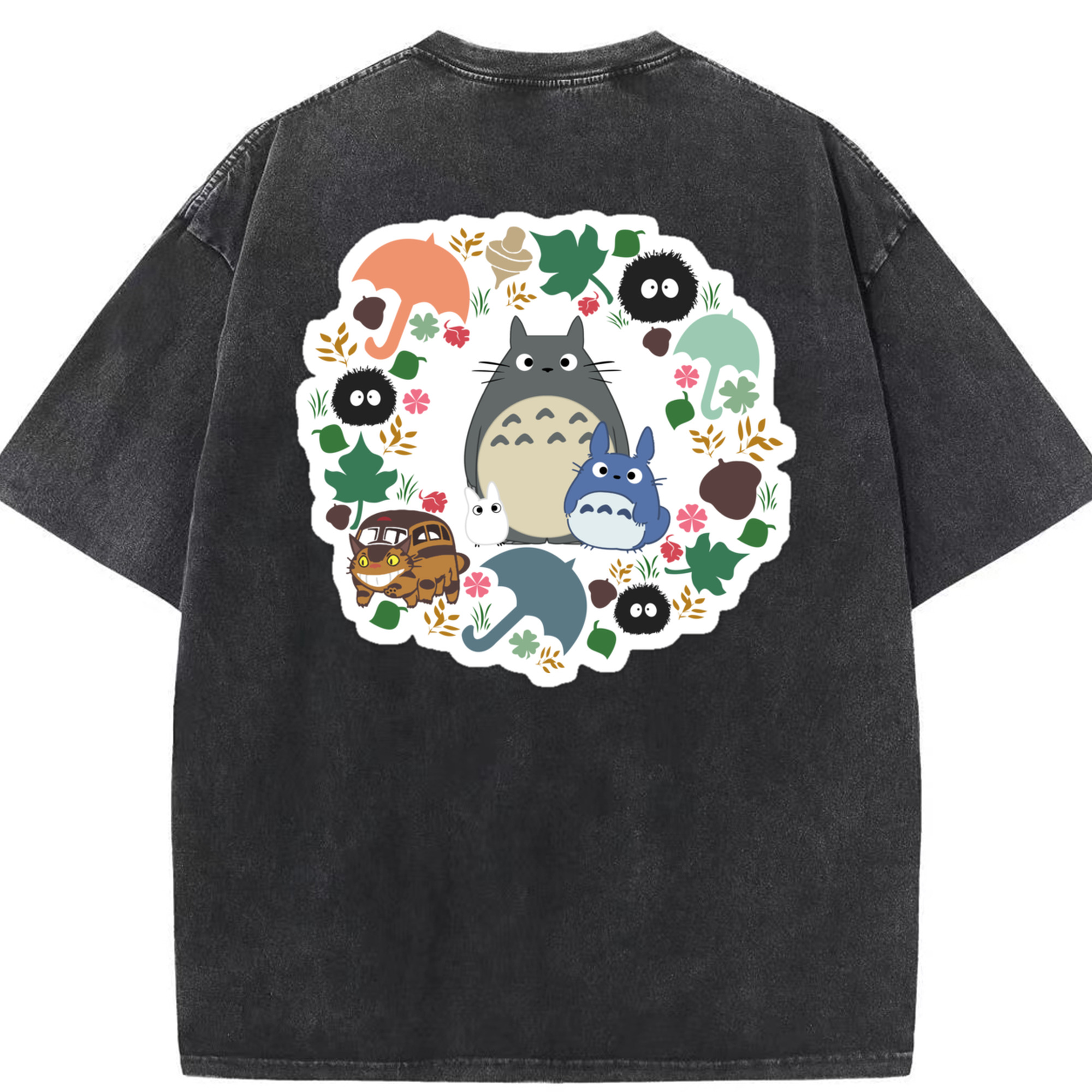 （画像用） となりのトトロ 草壁メイ 草壁サツキ My Neighbor Totoro Satsuki Kusakabe Mei Kusakabe 綿100% ヴィンテージ風 半袖Tシャツ（背面プリント）