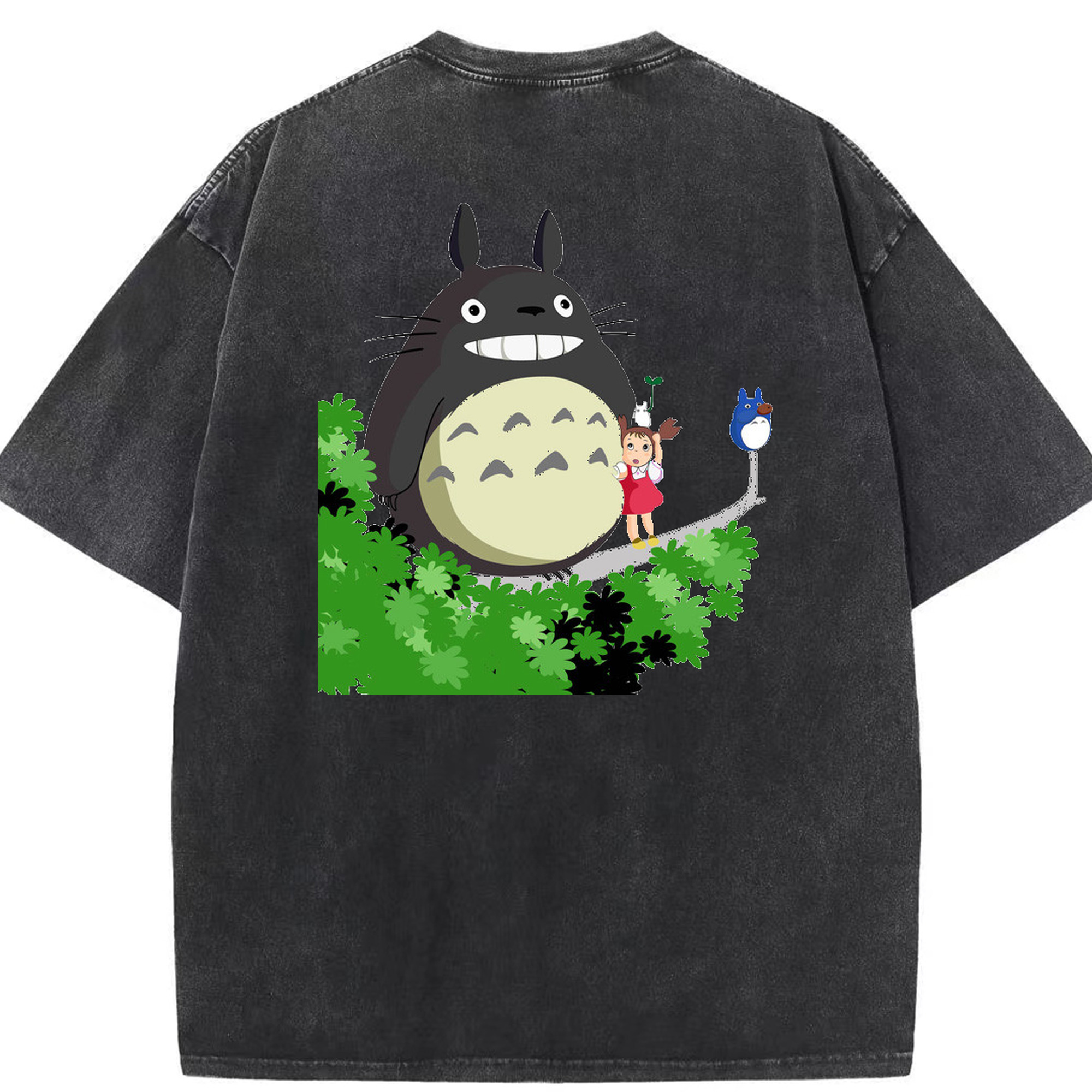 （画像用） となりのトトロ 草壁メイ 草壁サツキ My Neighbor Totoro Satsuki Kusakabe Mei Kusakabe 綿100% ヴィンテージ風 半袖Tシャツ（背面プリント）