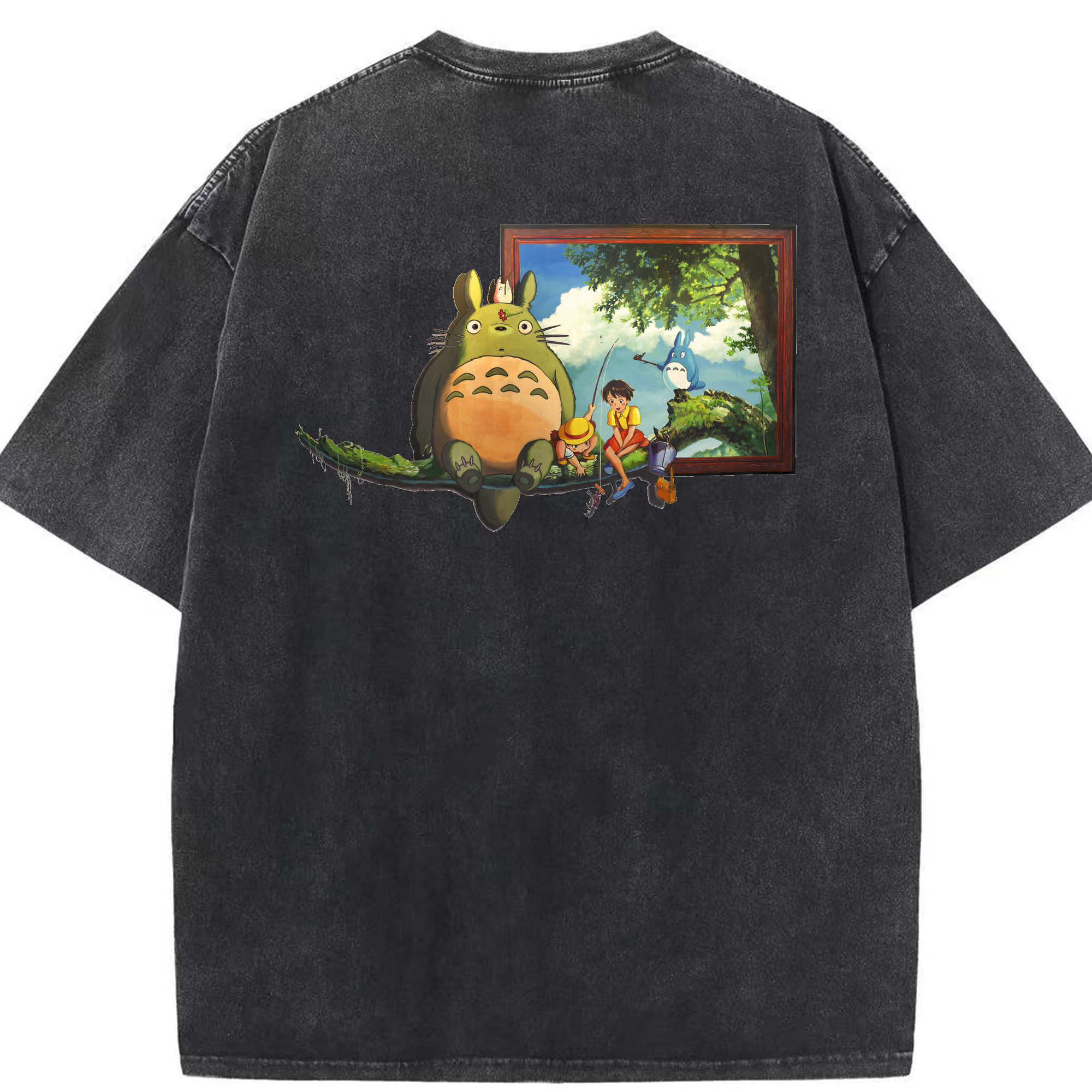 （画像用） となりのトトロ 草壁メイ 草壁サツキ My Neighbor Totoro Satsuki Kusakabe Mei Kusakabe 綿100% ヴィンテージ風 半袖Tシャツ（背面プリント）