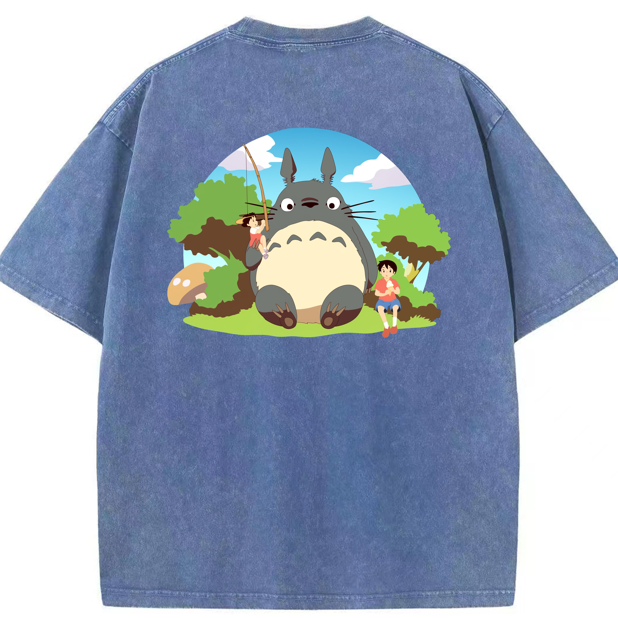 （画像用） となりのトトロ 草壁メイ 草壁サツキ My Neighbor Totoro Satsuki Kusakabe Mei Kusakabe 綿100% ヴィンテージ風 半袖Tシャツ（背面プリント）