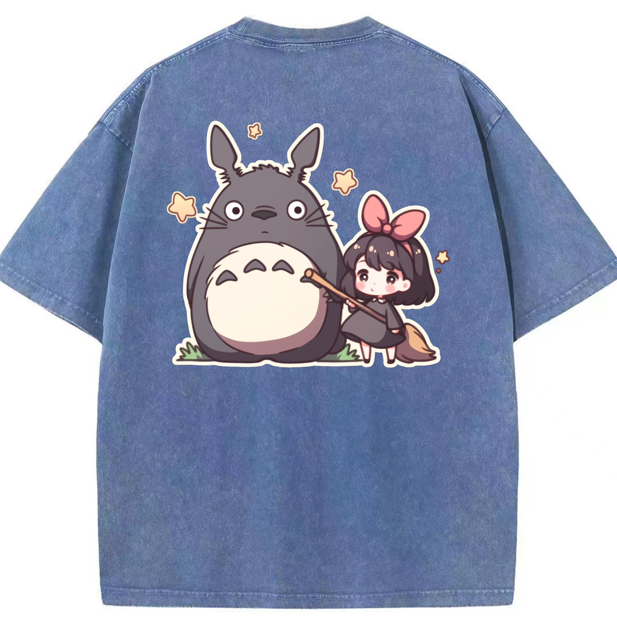 （画像用） となりのトトロ 草壁メイ 草壁サツキ My Neighbor Totoro Satsuki Kusakabe Mei Kusakabe 綿100% ヴィンテージ風 半袖Tシャツ（背面プリント）