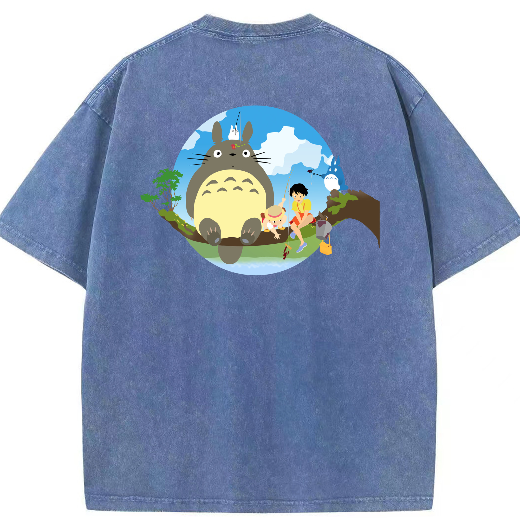 （画像用） となりのトトロ 草壁メイ 草壁サツキ My Neighbor Totoro Satsuki Kusakabe Mei Kusakabe 綿100% ヴィンテージ風 半袖Tシャツ（背面プリント）