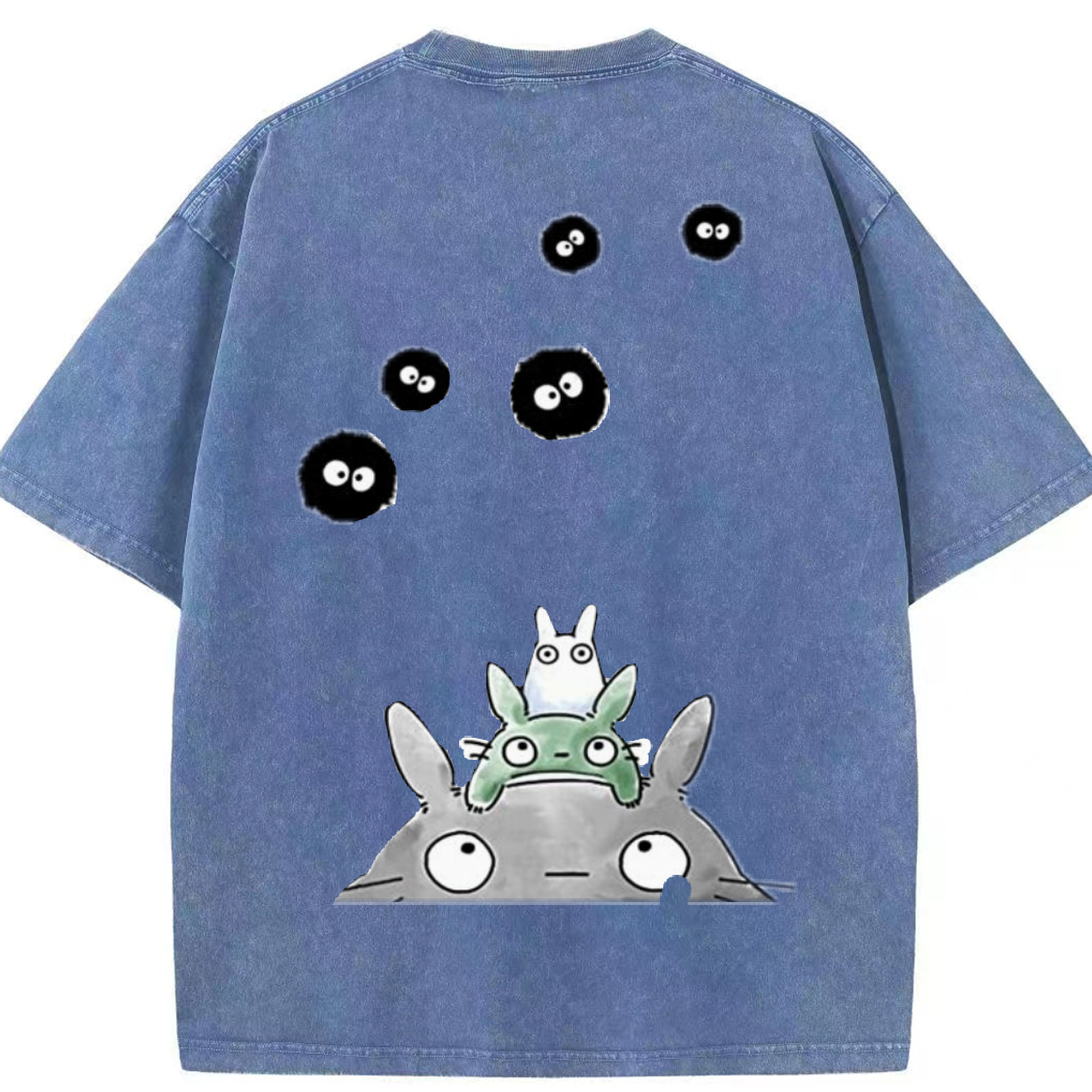 （画像用） となりのトトロ 草壁メイ 草壁サツキ My Neighbor Totoro Satsuki Kusakabe Mei Kusakabe 綿100% ヴィンテージ風 半袖Tシャツ（背面プリント）