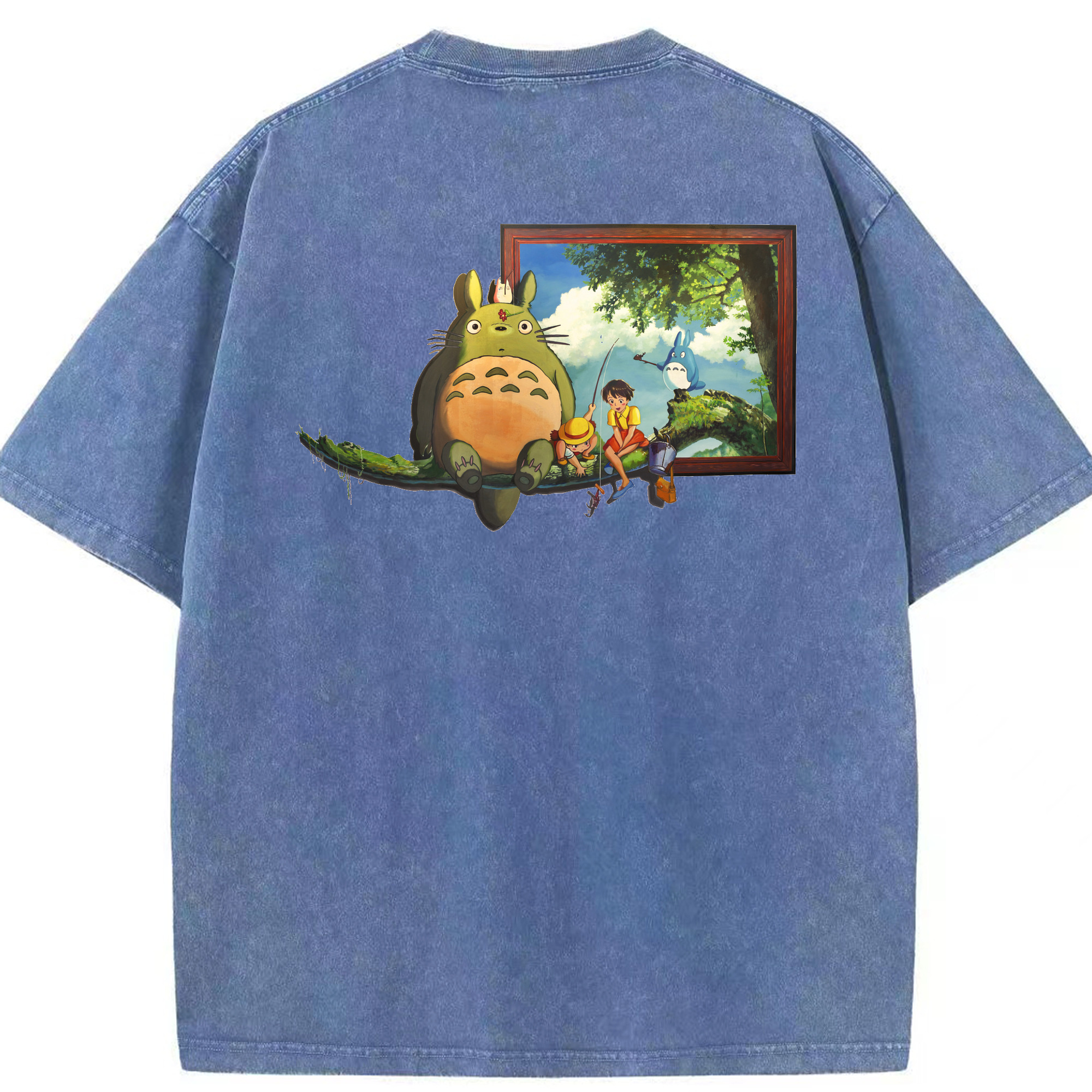 （画像用） となりのトトロ 草壁メイ 草壁サツキ My Neighbor Totoro Satsuki Kusakabe Mei Kusakabe 綿100% ヴィンテージ風 半袖Tシャツ（背面プリント）