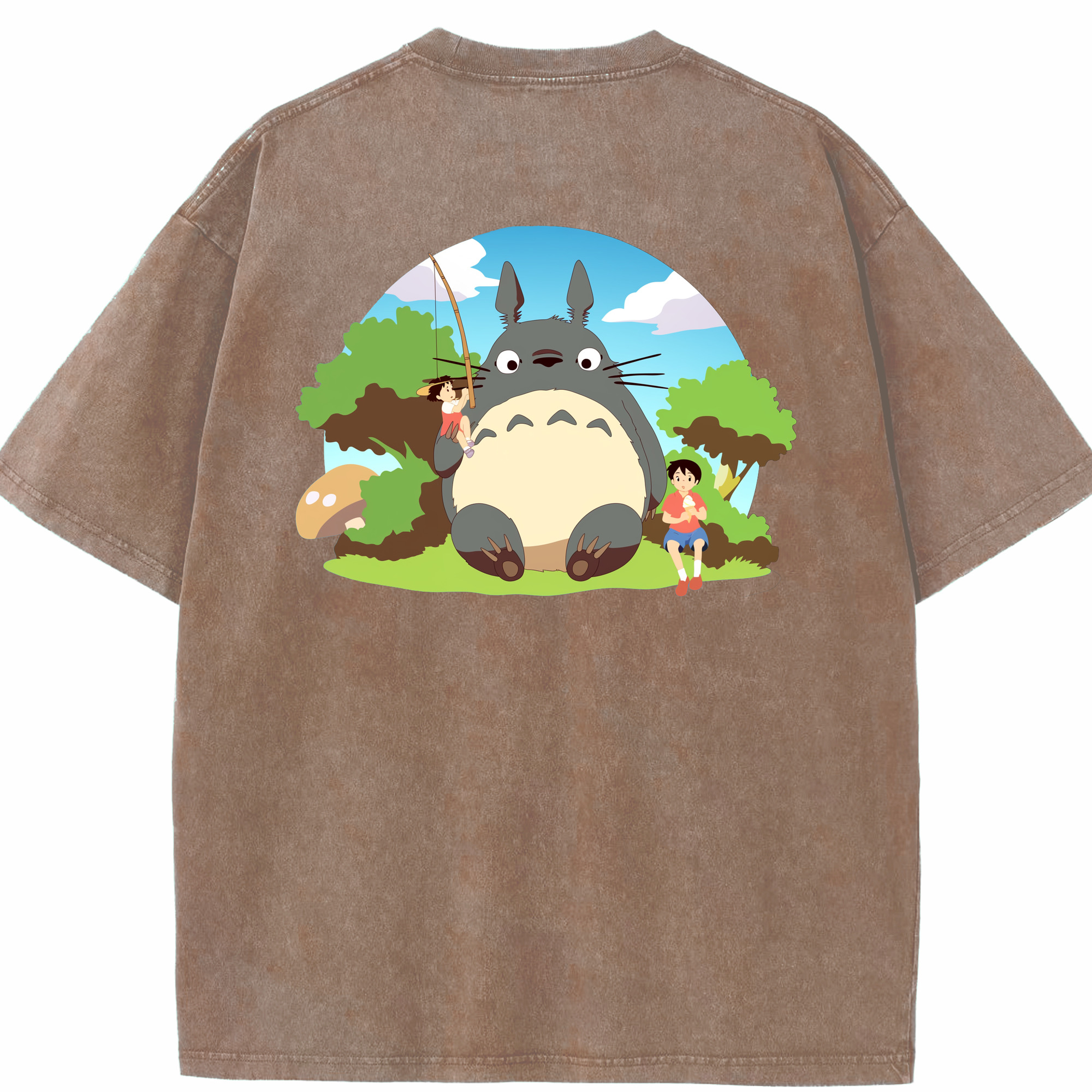 （画像用） となりのトトロ 草壁メイ 草壁サツキ My Neighbor Totoro Satsuki Kusakabe Mei Kusakabe 綿100% ヴィンテージ風 半袖Tシャツ（背面プリント）